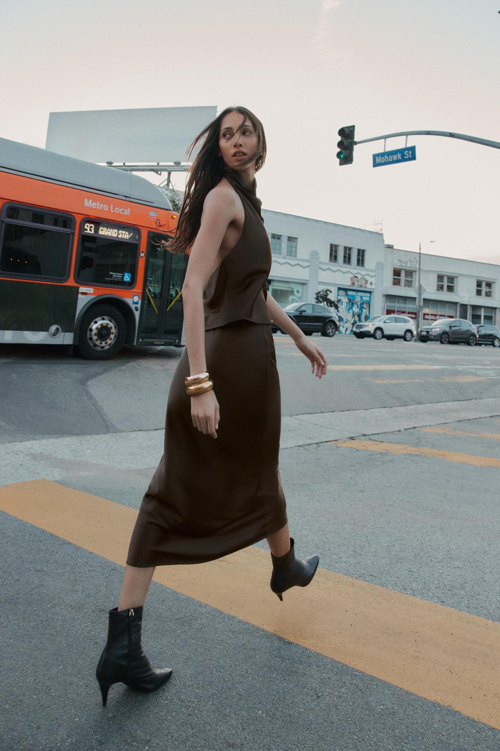 SATIN MIDI SKIRT Product Image