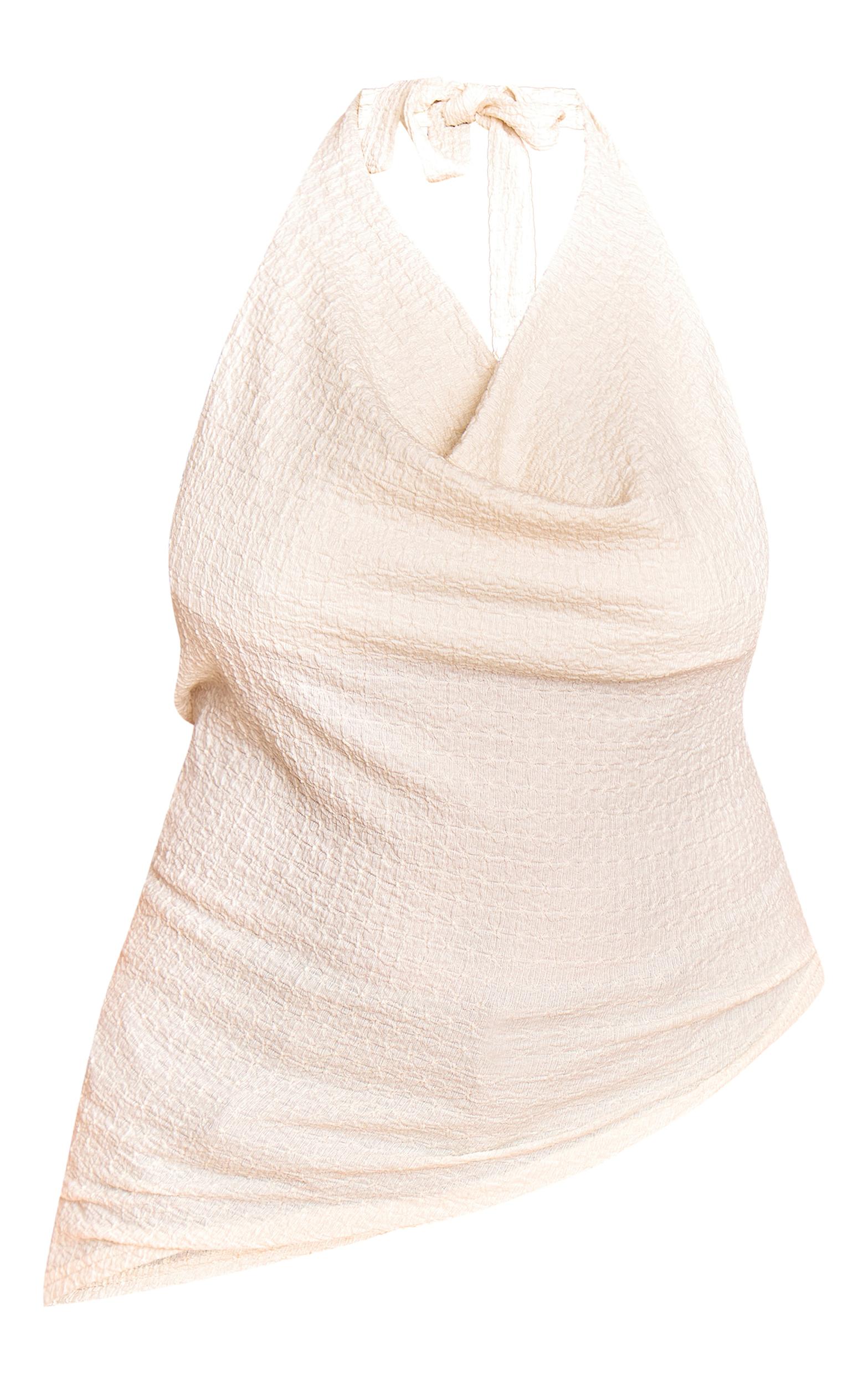  Plus Cream Textured Cowl Neck Asymmetric Hem Long Top Product Image