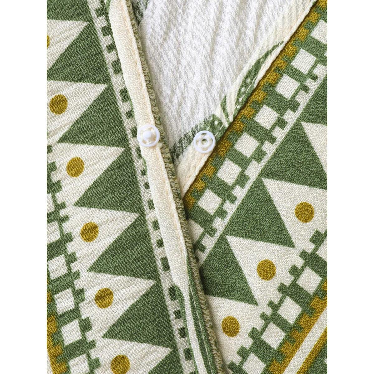 Plus Size Tropical Tree Print Contrast Hem Maxi Dress Moss Women Overlap Collar Short sleeve Curvy BloomChic 28/5X Product Image