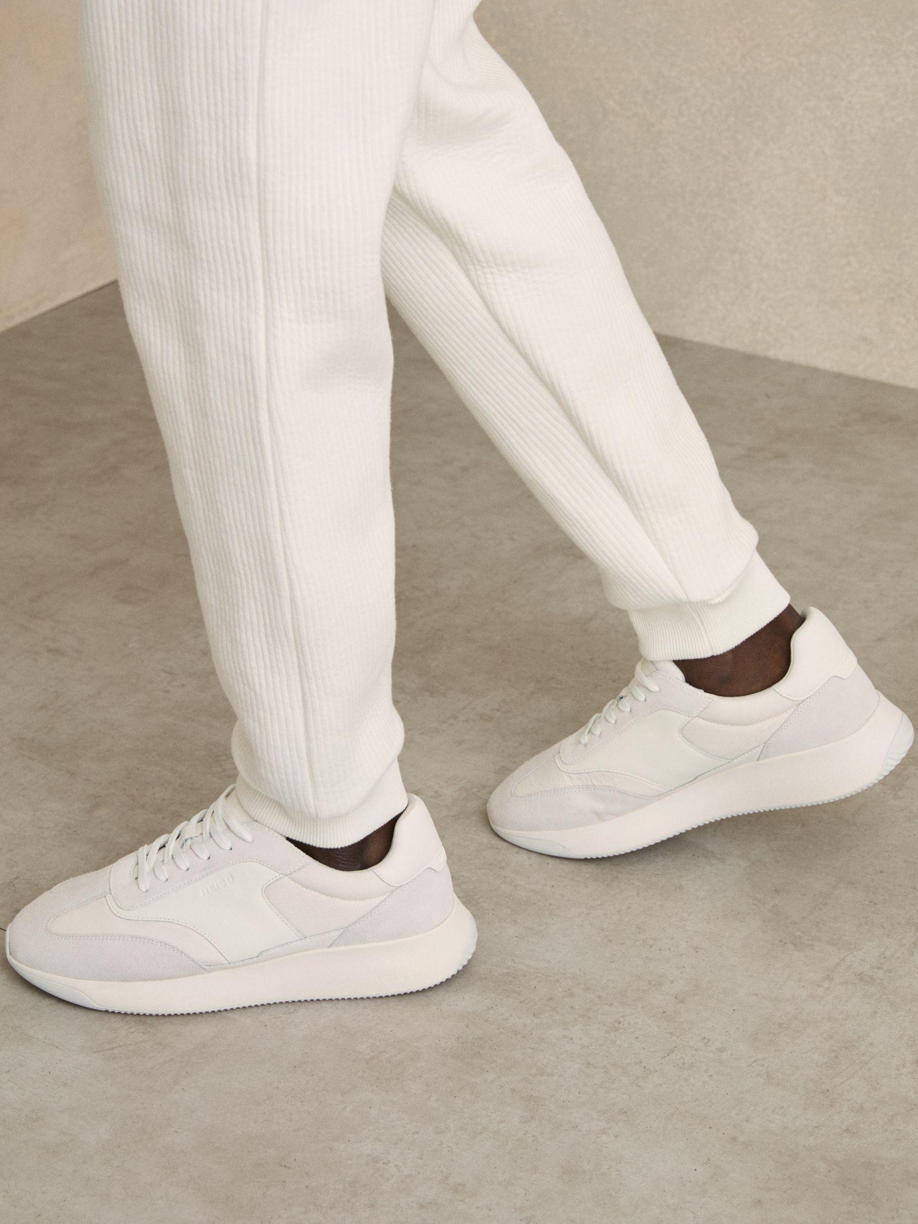 Leather Suede Running Trainers in White Product Image