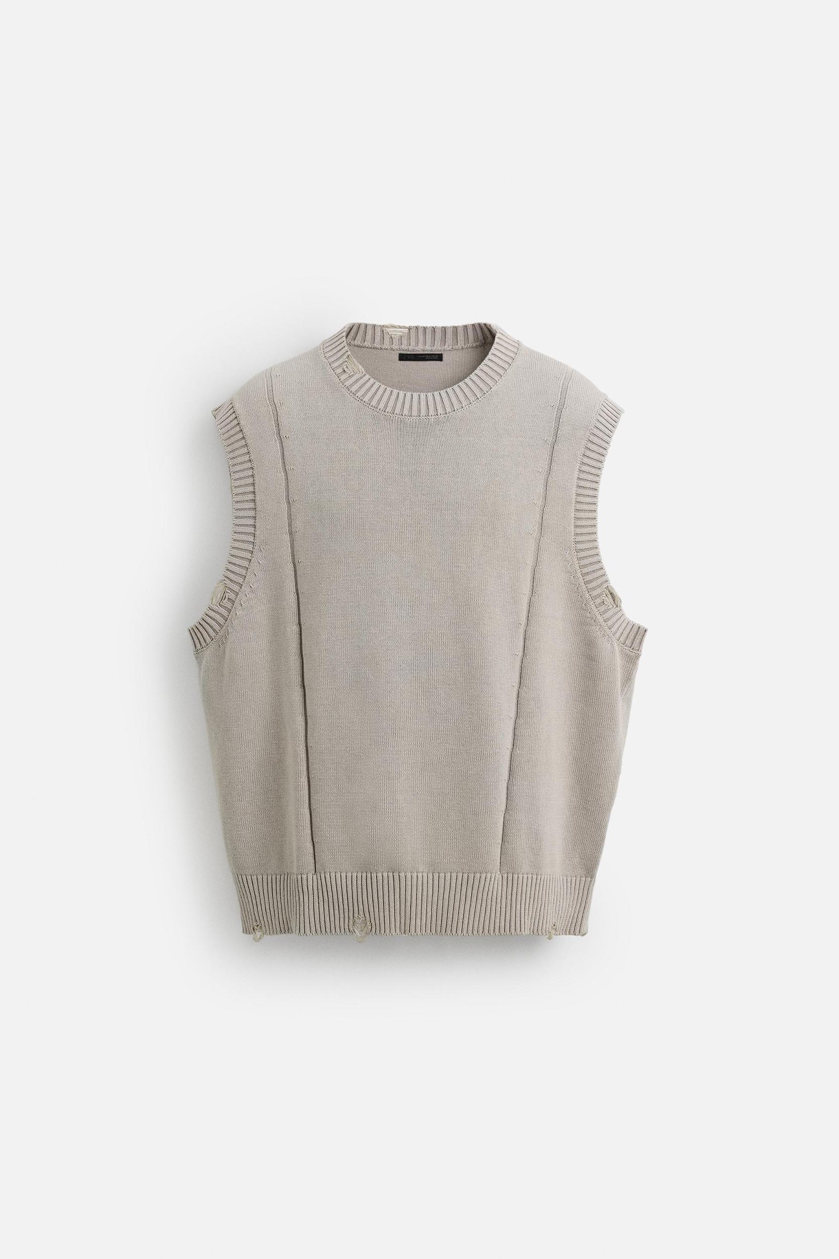 DISTRESSED KNIT VEST Product Image
