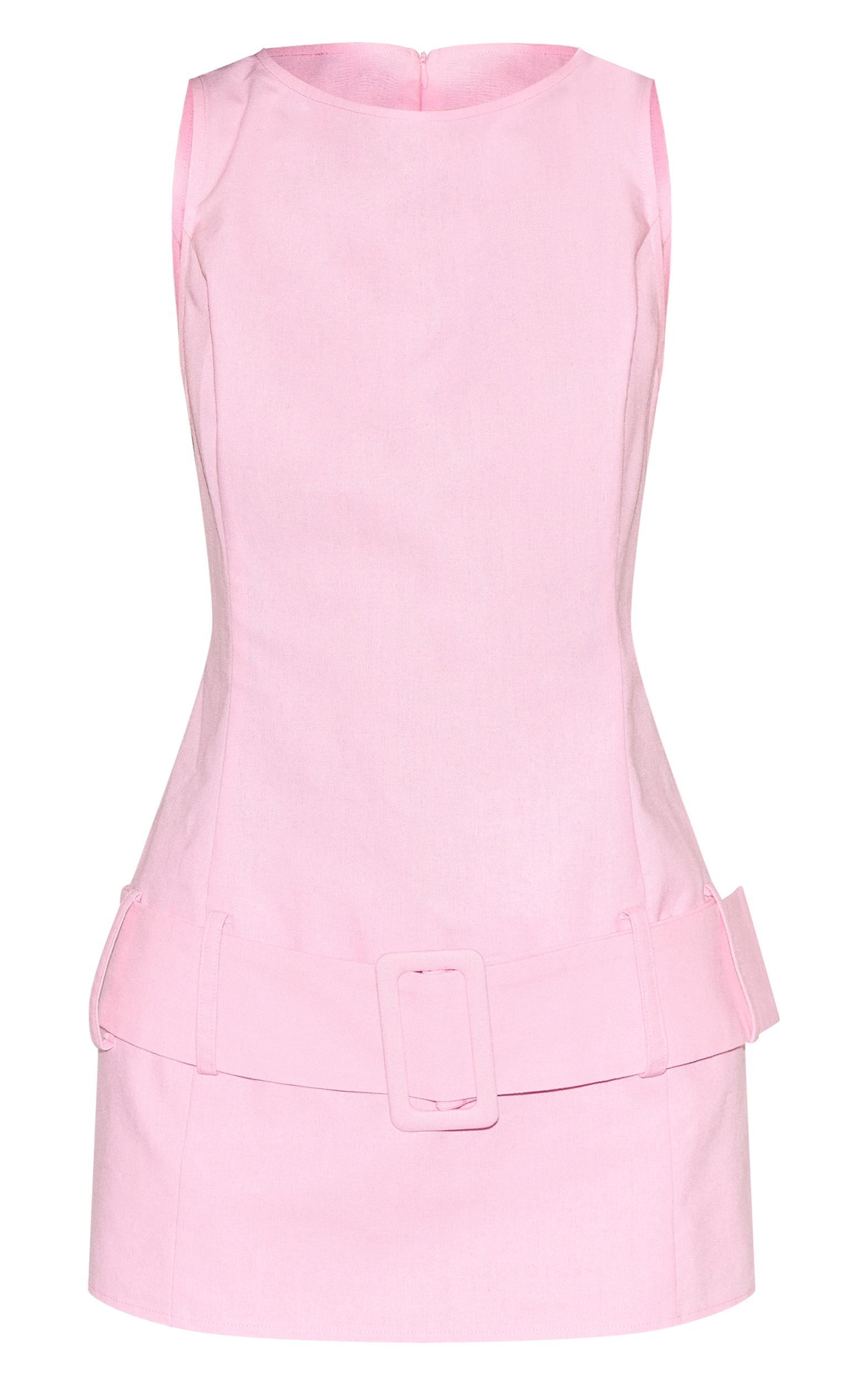 Pink Drop Waist Belt Detail A Line Skort Romper Product Image