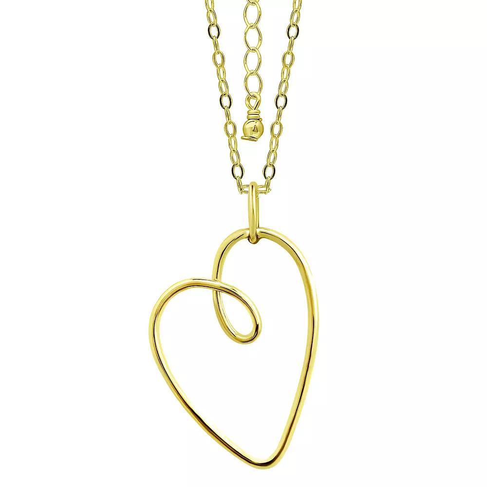 Aleure Precioso Thin Drawn Off Center Heart Pendant Necklace, Women's, Size: 18", Gold Tone Product Image