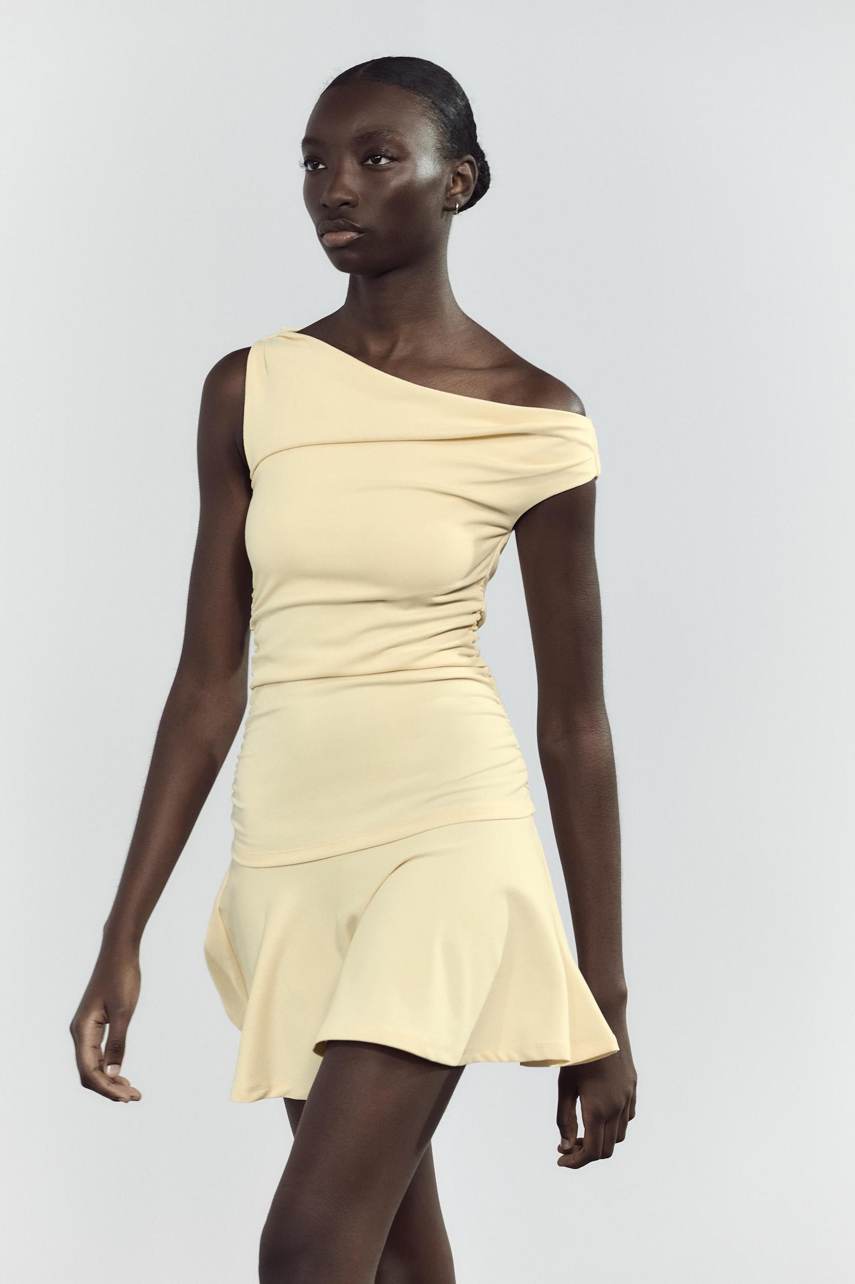 RUCHED TEXTURED DRESS Product Image