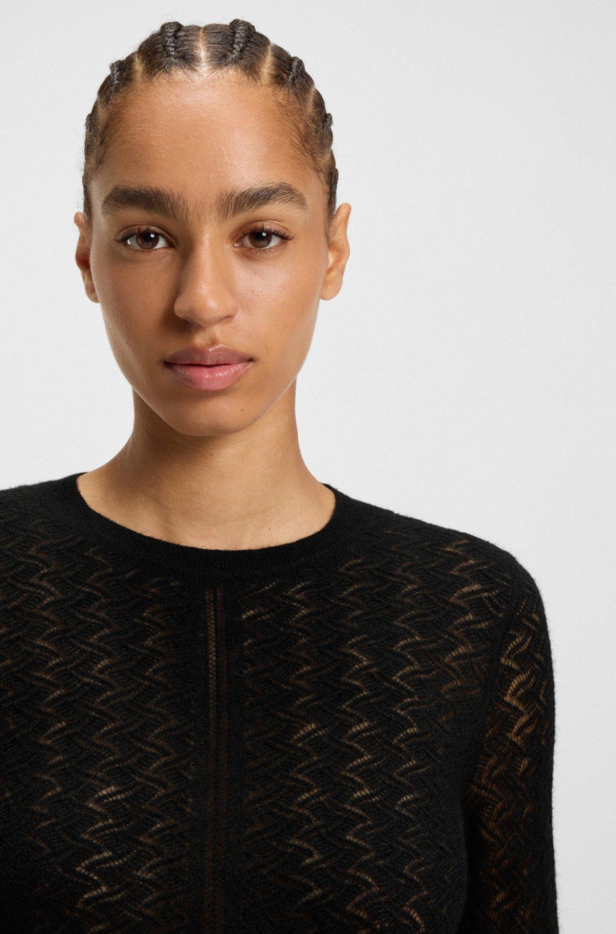 Fine-gauge sweater with knitted structure Product Image