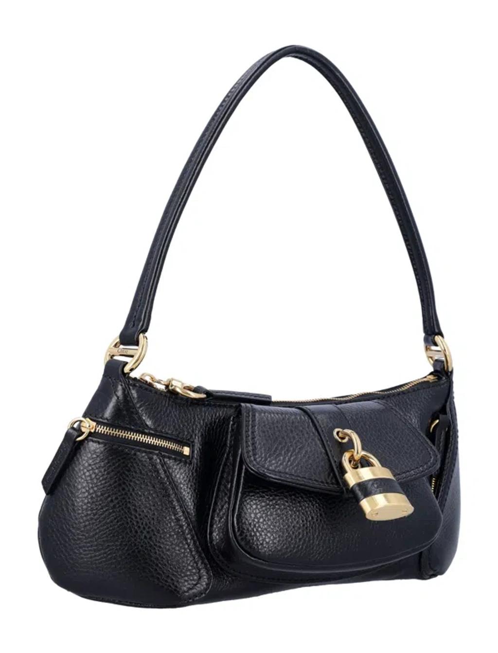 CHLOÉ The 99 Embellished Textured-leather Shoulder Bag In Black Product Image