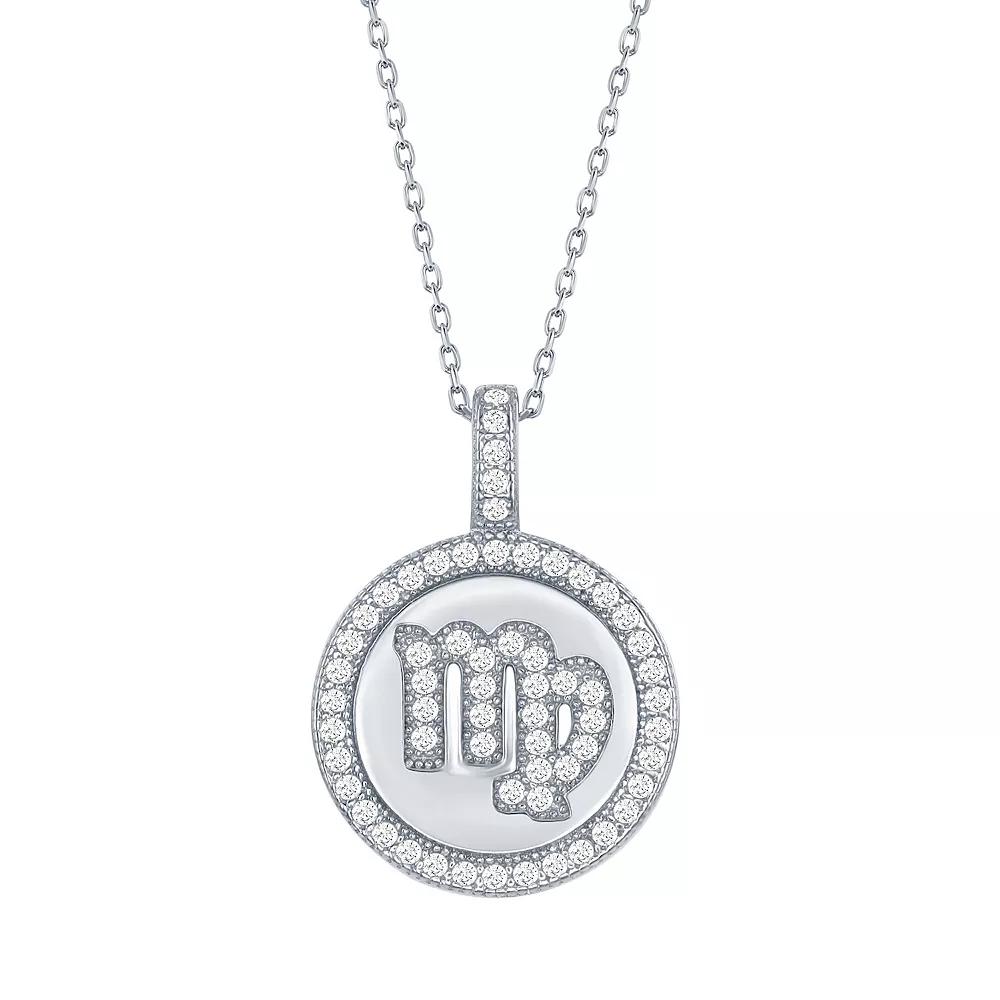 Sterling Silver Cubic Zirconia Zodiac Symbol Necklace, Women's, Size: 18", Gemini Product Image