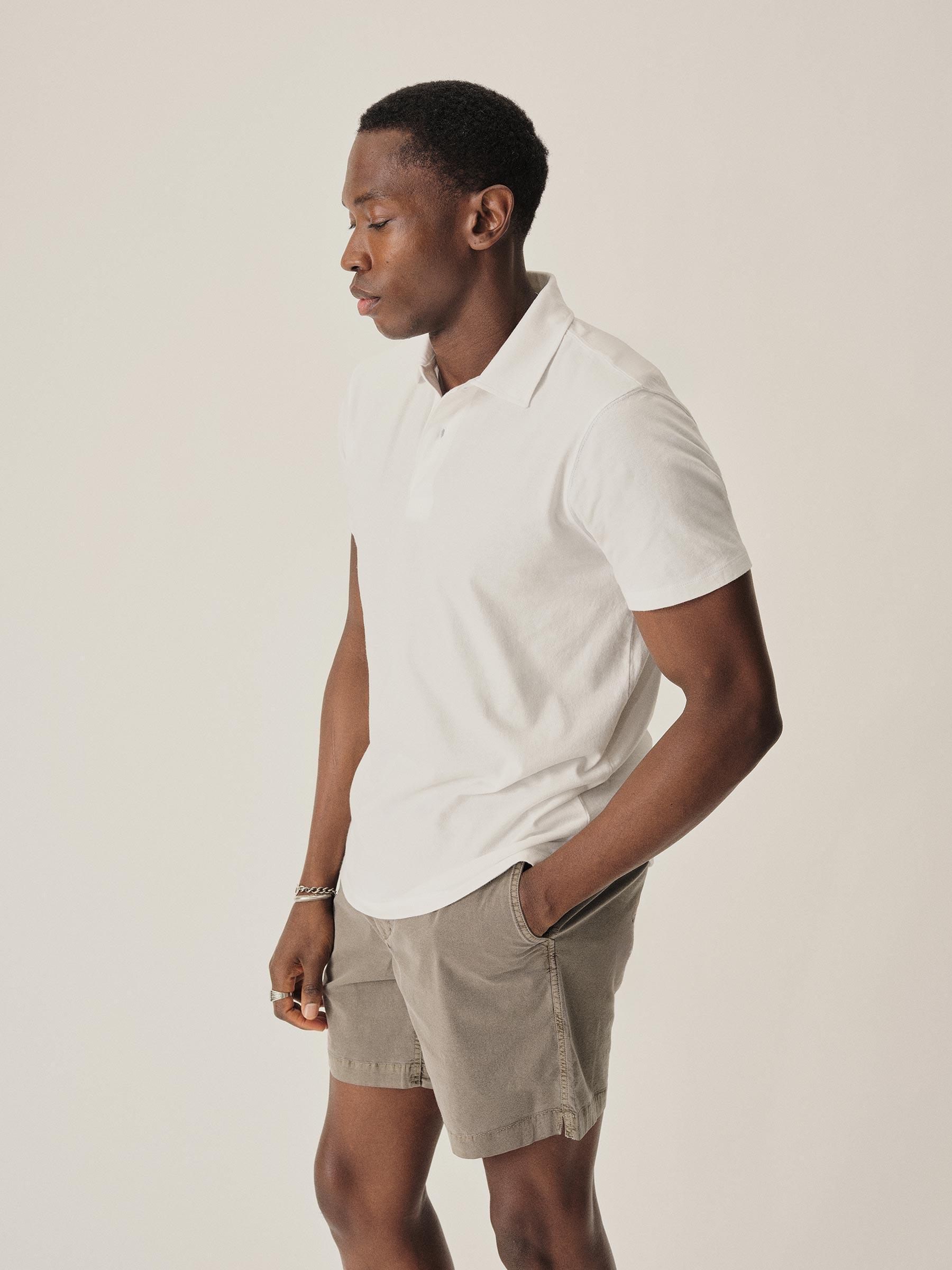 White Sueded Cotton Polo Product Image