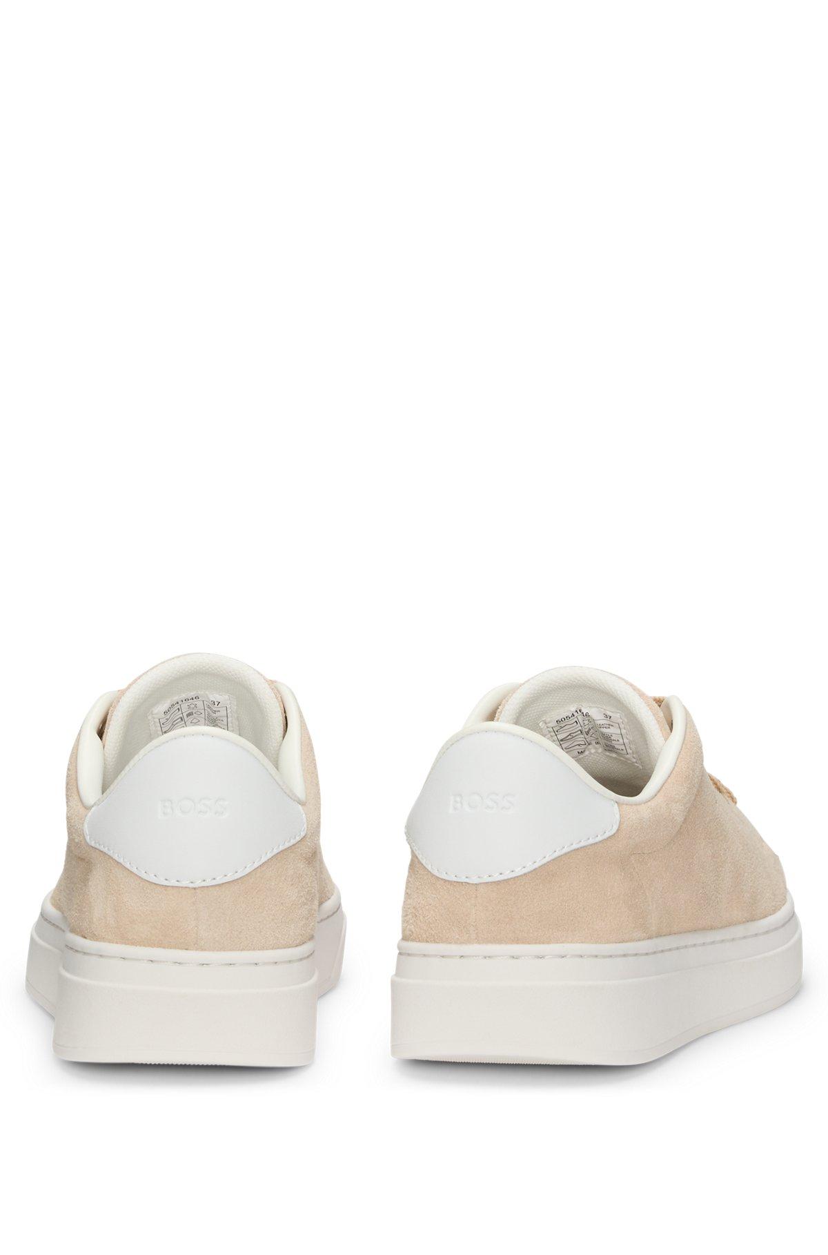 BOSS - Suede trainers with leather backtab - Beige Product Image