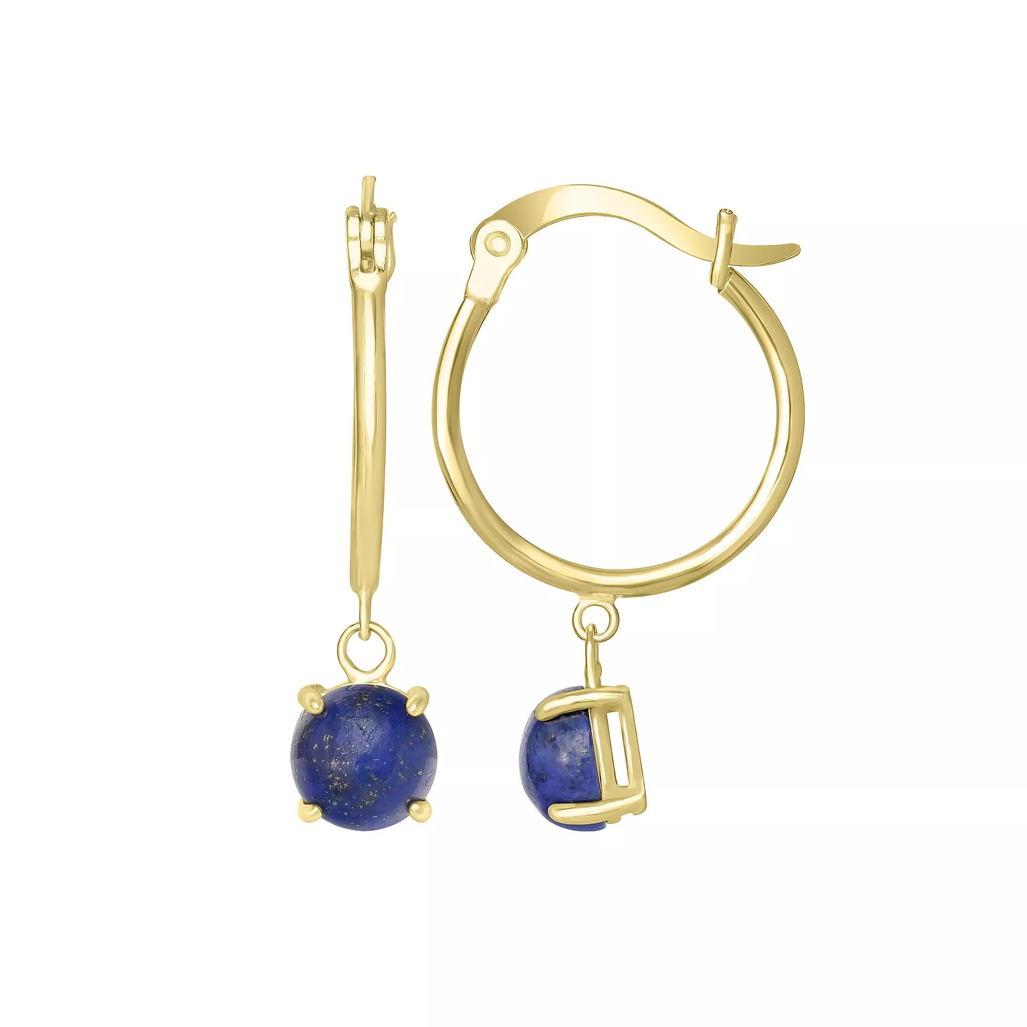 Gemistry 14k Gold Over Sterling Silver Stone Drop Hoop Earrings, Women's, Purple Product Image