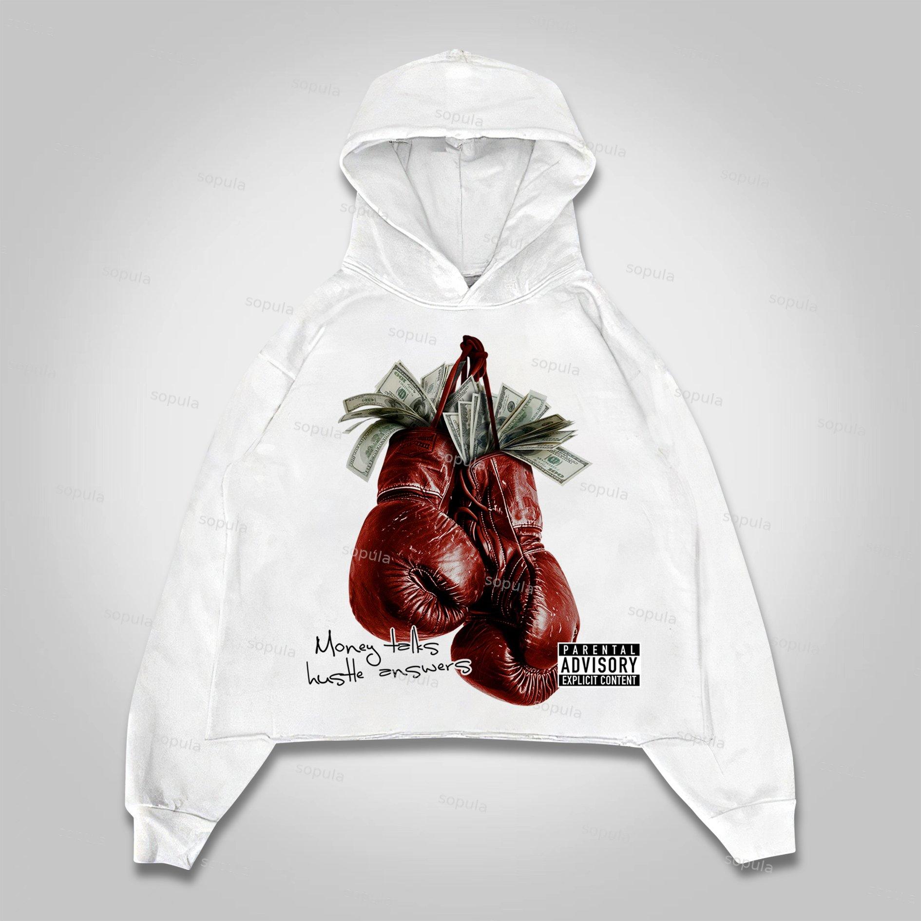 Sopula Money Boxing Gloves Printed Graphics Pocketless Hoodie Product Image