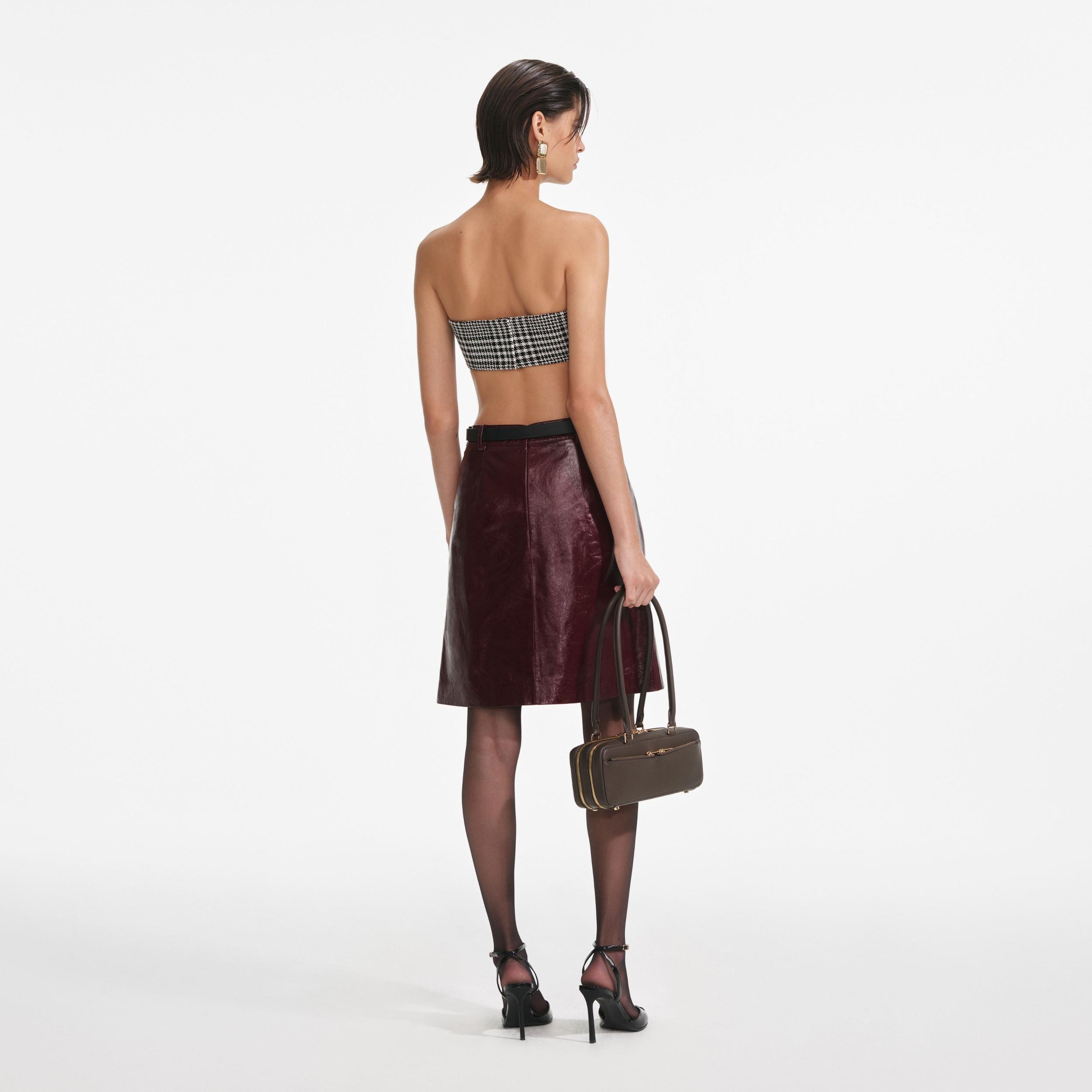 Burgundy Leather  Mini Skirt Product Image