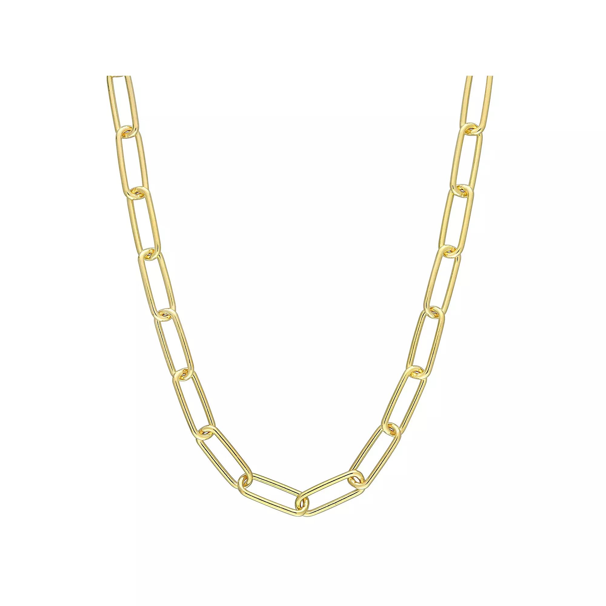Stella Grace 18k Gold Over Silver 5 mm Paper Clip Link Chain Necklace, Womens 18k Gold Plated Product Image