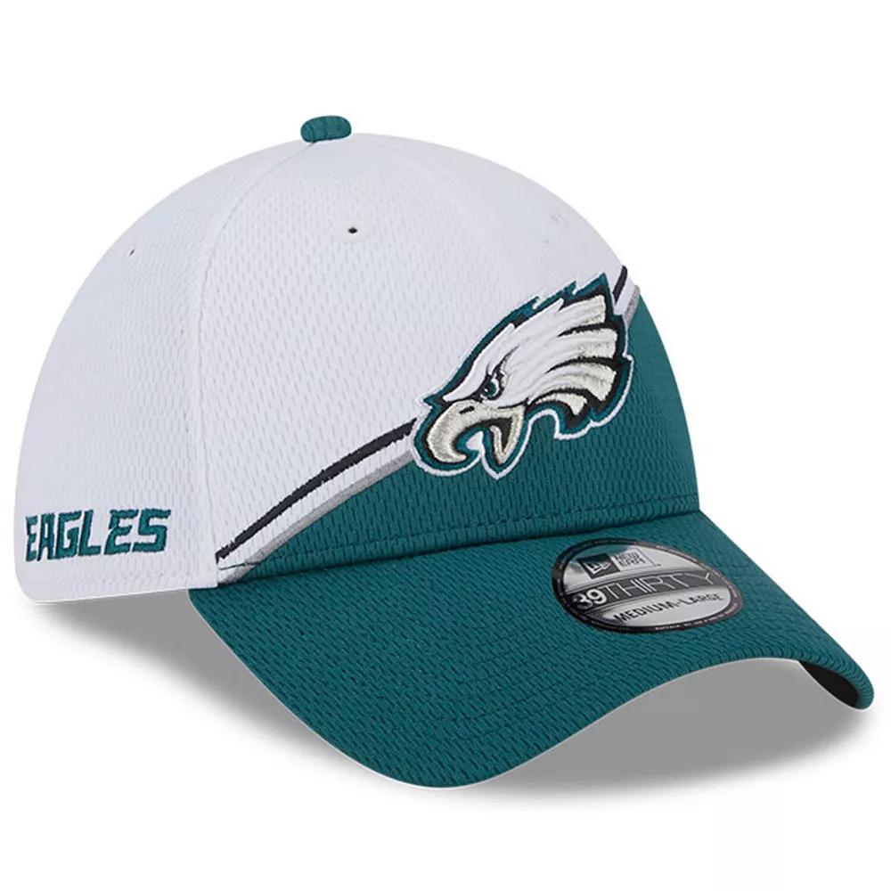 Men's New Era White/Midnight Green Philadelphia Eagles 2023 Sideline 39THIRTY Flex Hat, Size: Small/Medium Product Image