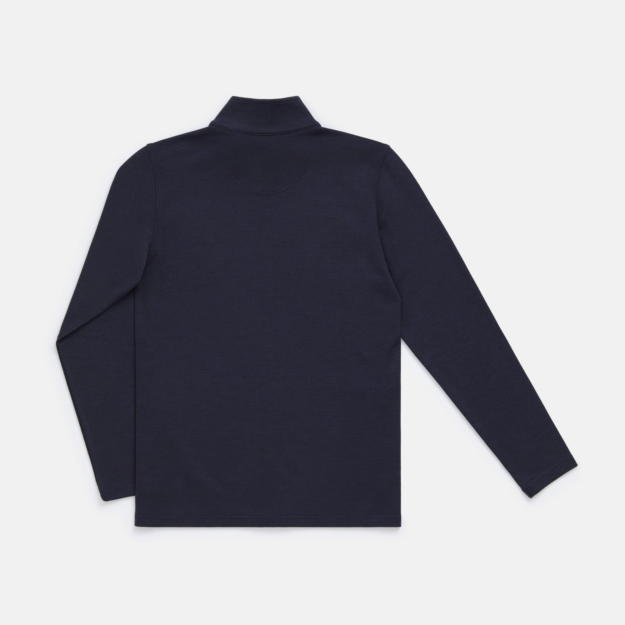 Merino Wool Quarter-Zip Ponte Pullover | Washed Navy Product Image