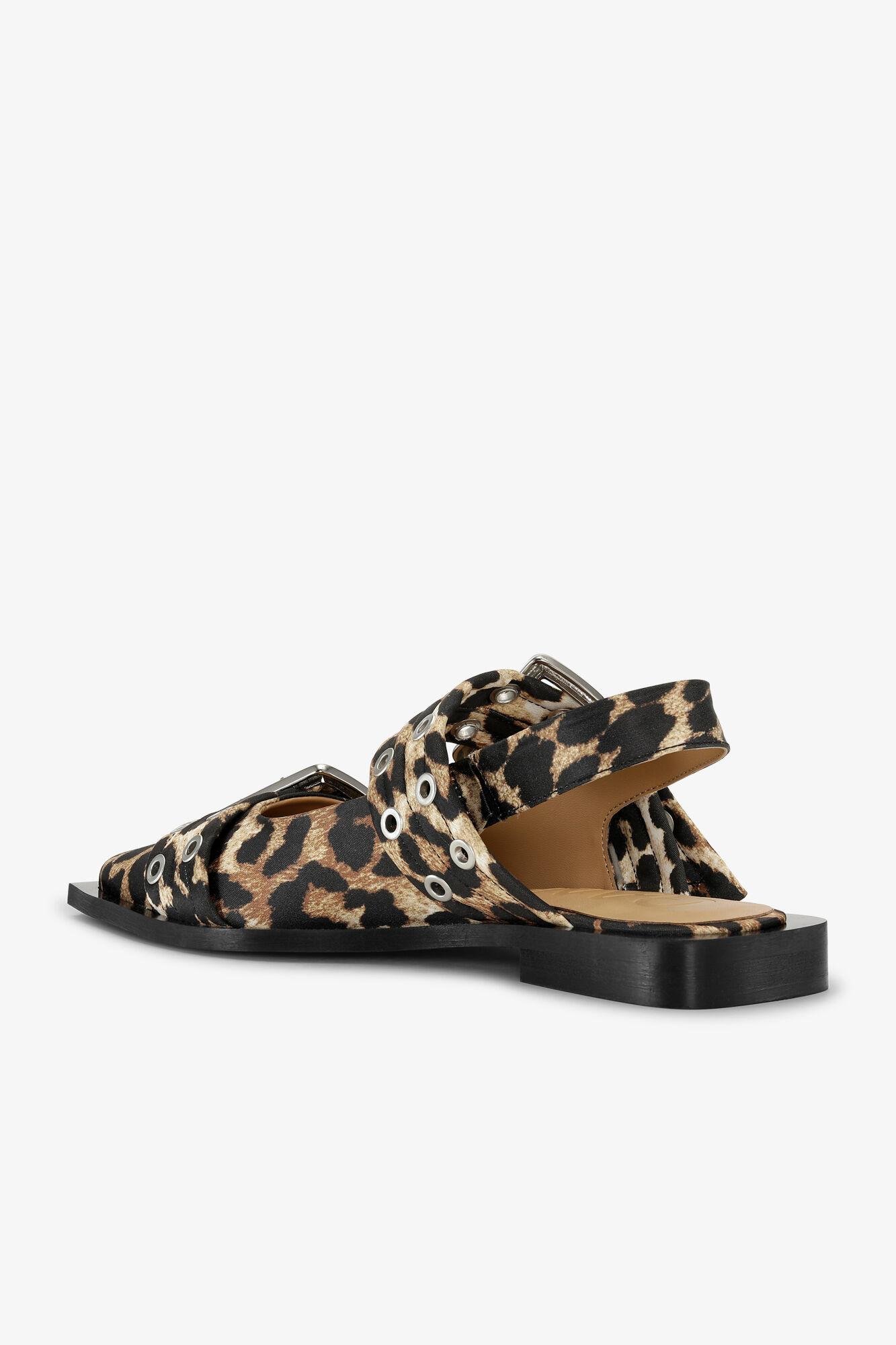 Leopard Satin Feminine Buckle Ballerinas Product Image
