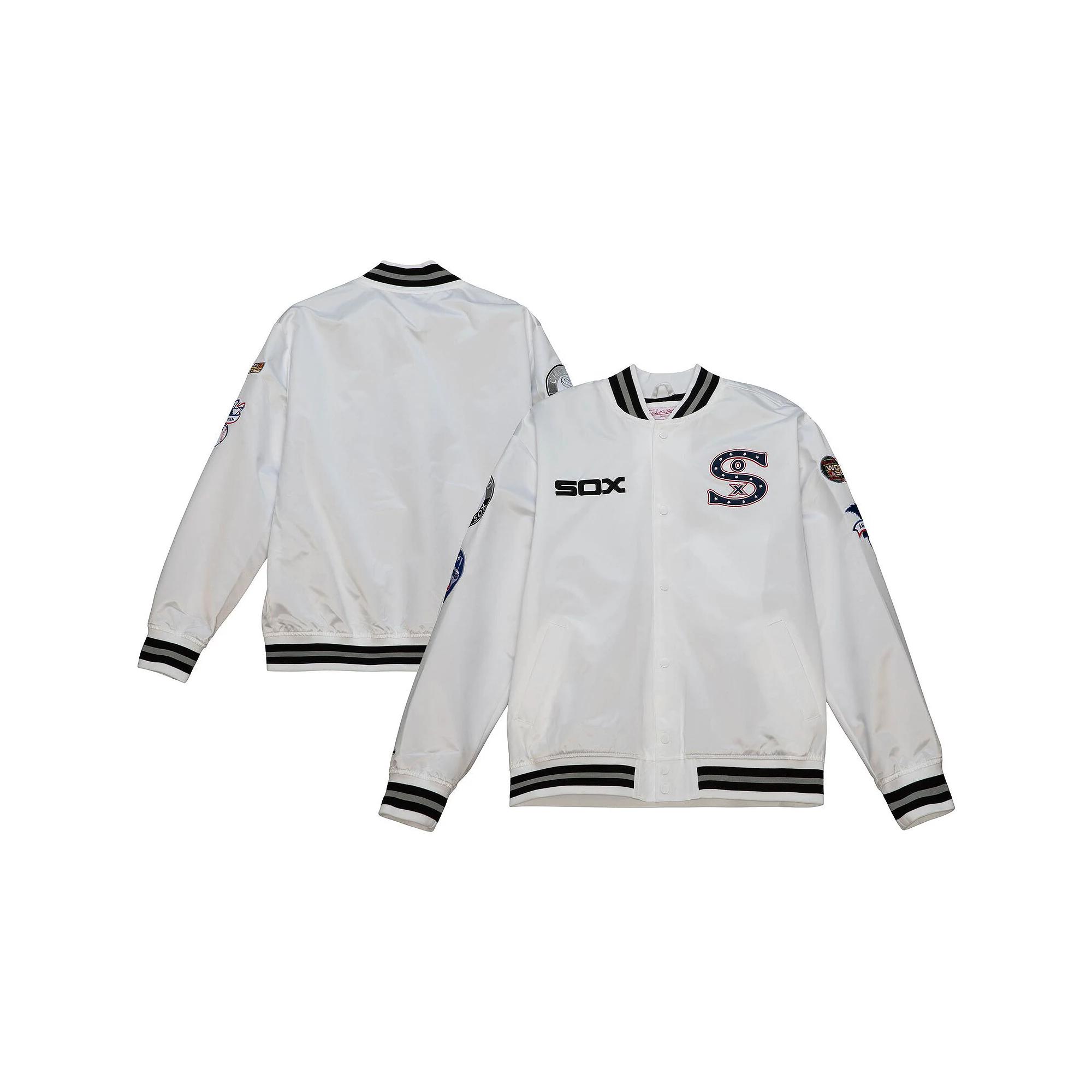 Men's Mitchell & Ness White Chicago White Sox City Collection Satin Full-Snap Varsity Jacket,  Product Image