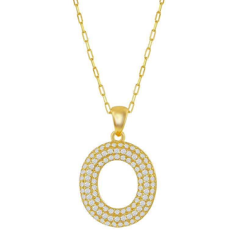 Sterling Silver Cubic Zirconia Block Initial Necklace, Women's, Size: 16-18" ADJ, H Product Image