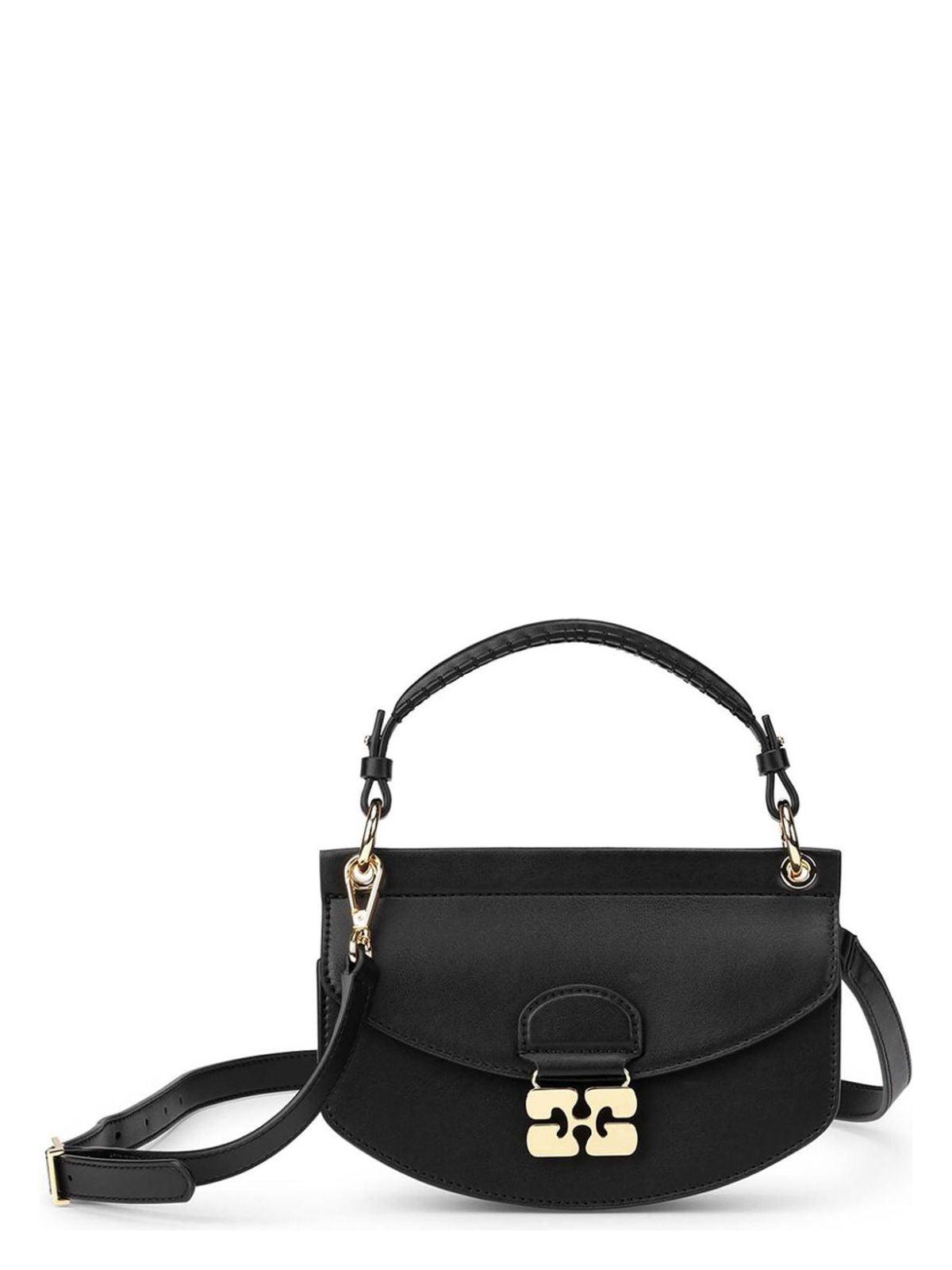 GANNI Womens Black Apo-g Mini Leather-blend Top-handle Bag Product Image