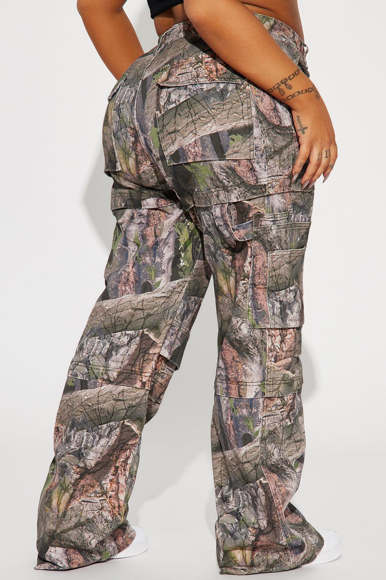 Bree Camo Stretch Cargo Jean - Olive/combo Product Image