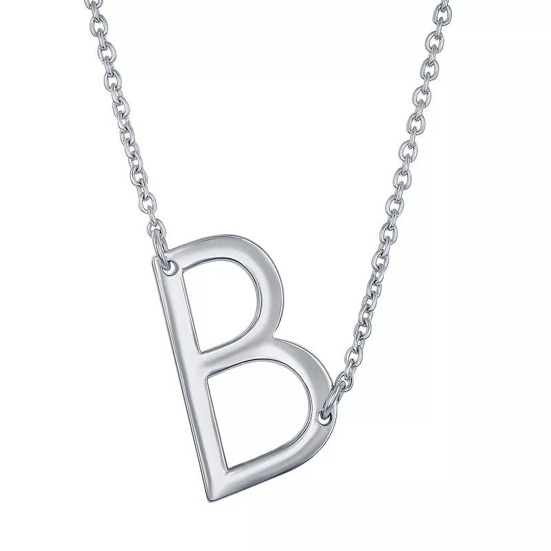 Sterling Silver Sideways Initial Necklace, Womens Sterling B Product Image