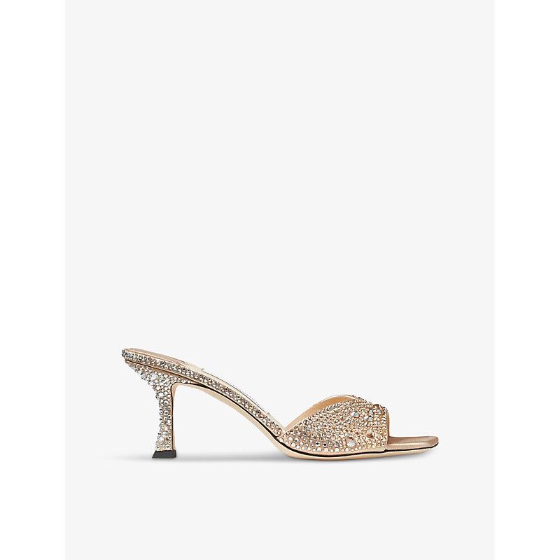 JIMMY CHOO Golden Crystal Heels In Beige O Tan Product Image