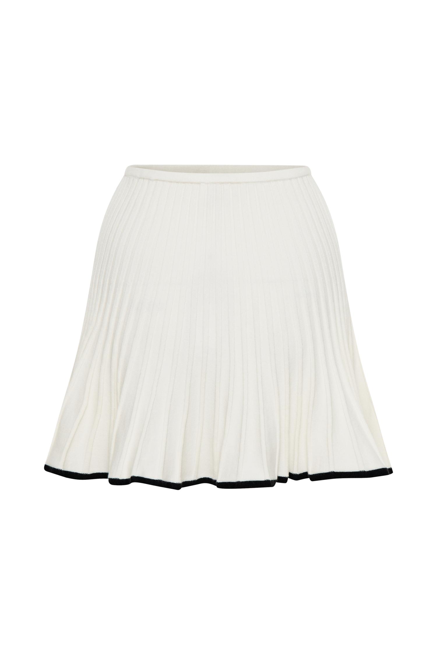 Jolene Contrast Pleated Knit Mini Skirt - White Product Image