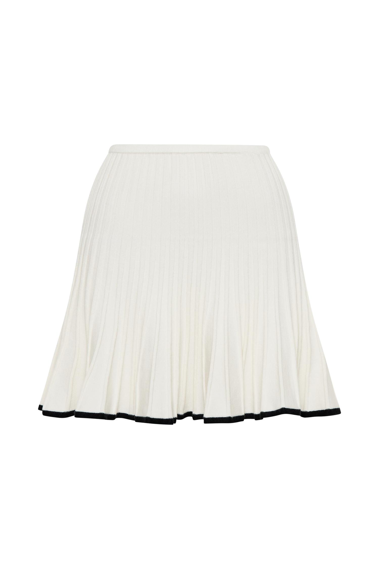 Jolene Contrast Pleated Knit Mini Skirt - White Product Image