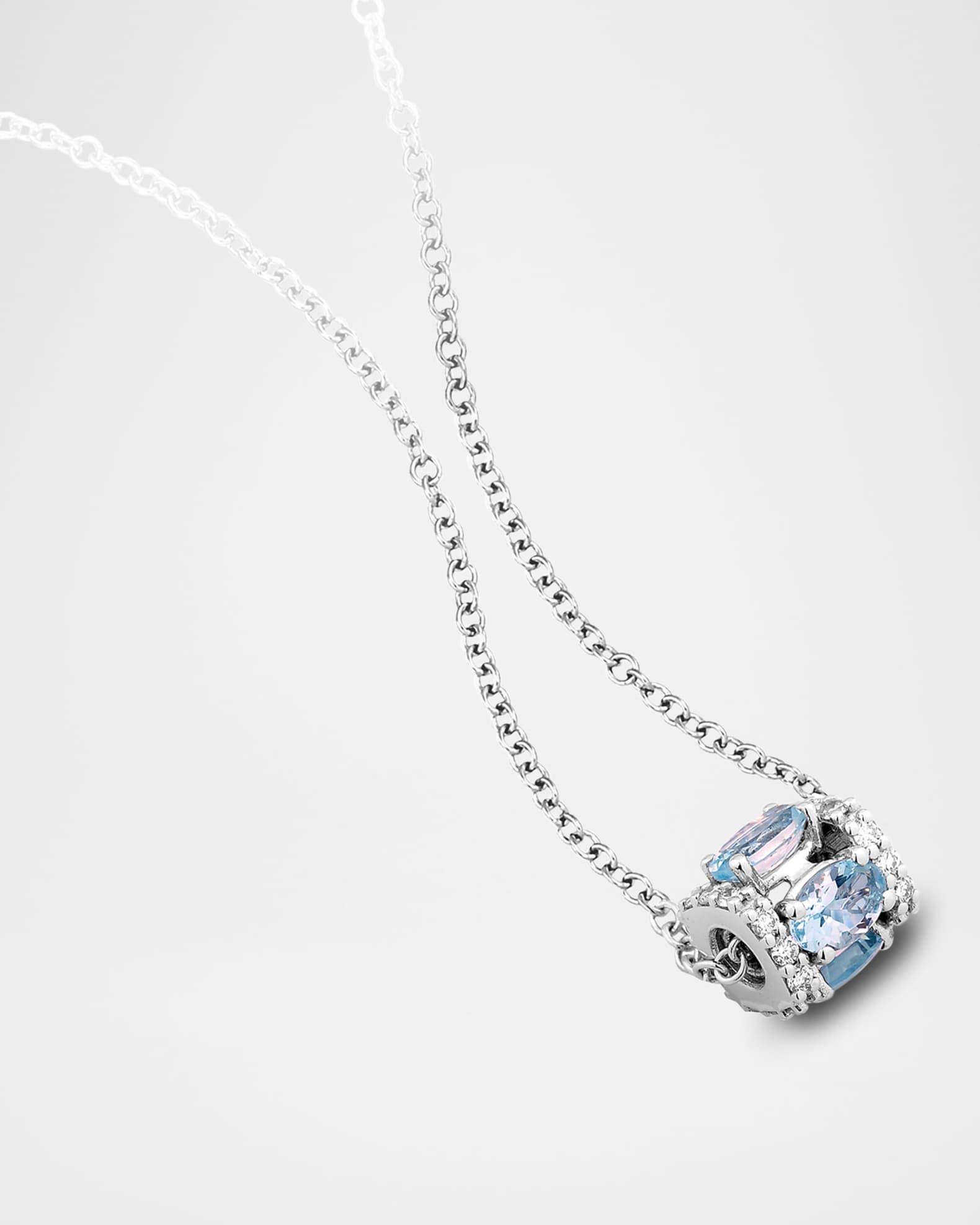 Procida 18K White Gold Pendant Necklace with Diamonds and Aquamarine Product Image