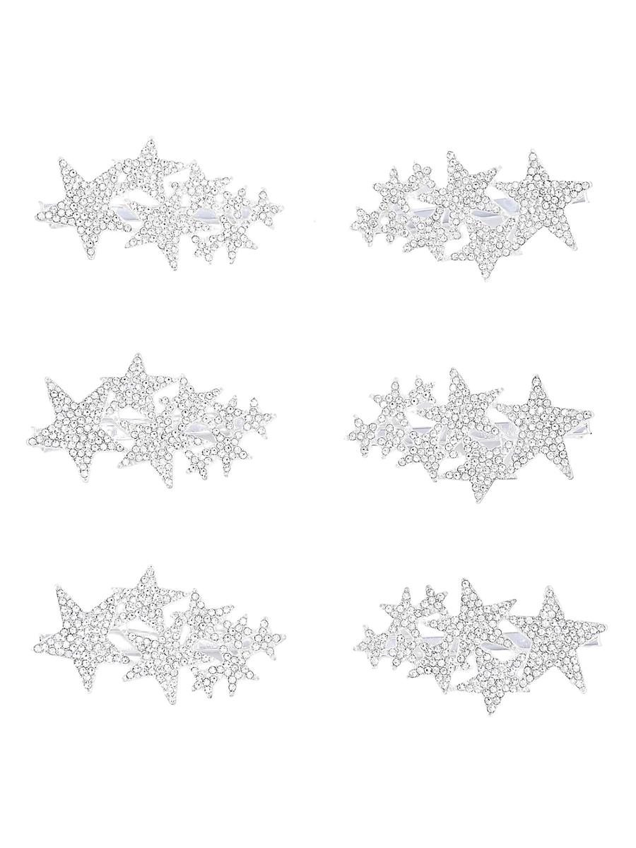Womens 6-Piece Crystal Hair Clip Set Product Image