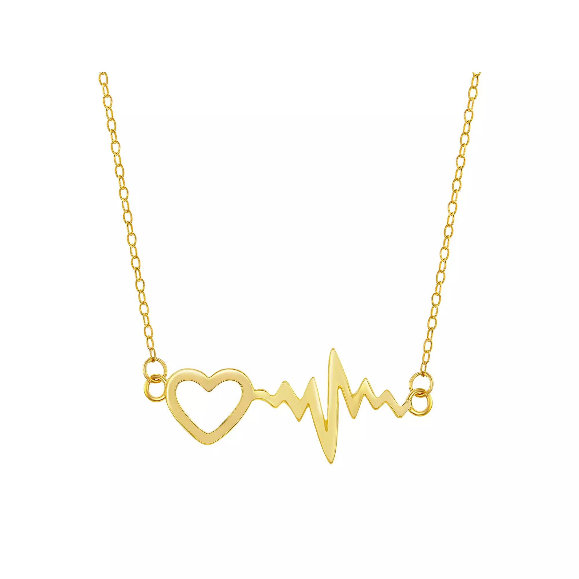 Sterling Silver Heartbeat Necklace, Women's, Size: 16-18" ADJ, Gold Tone Product Image