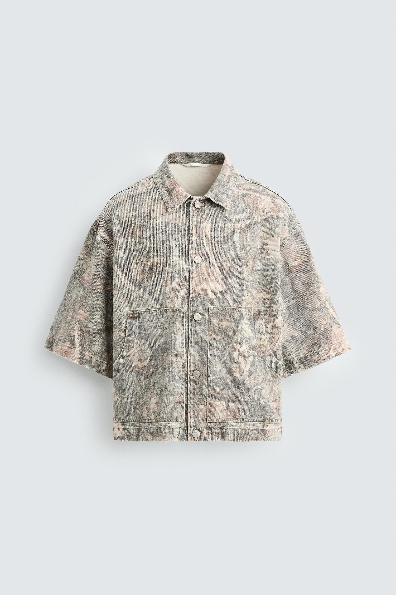 WASHED ABSTRACT PRINT OVERSHIRT Product Image