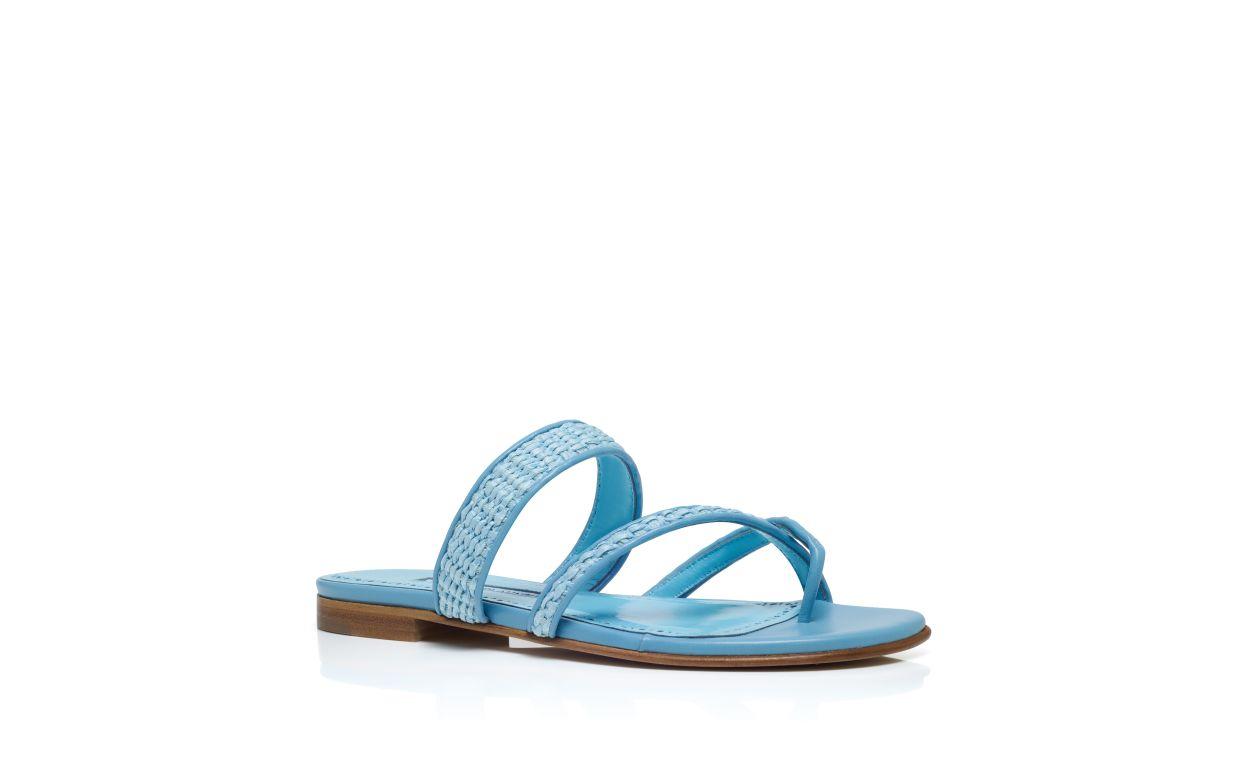 SUSARA Blue Raffia Flat Sandals  Product Image