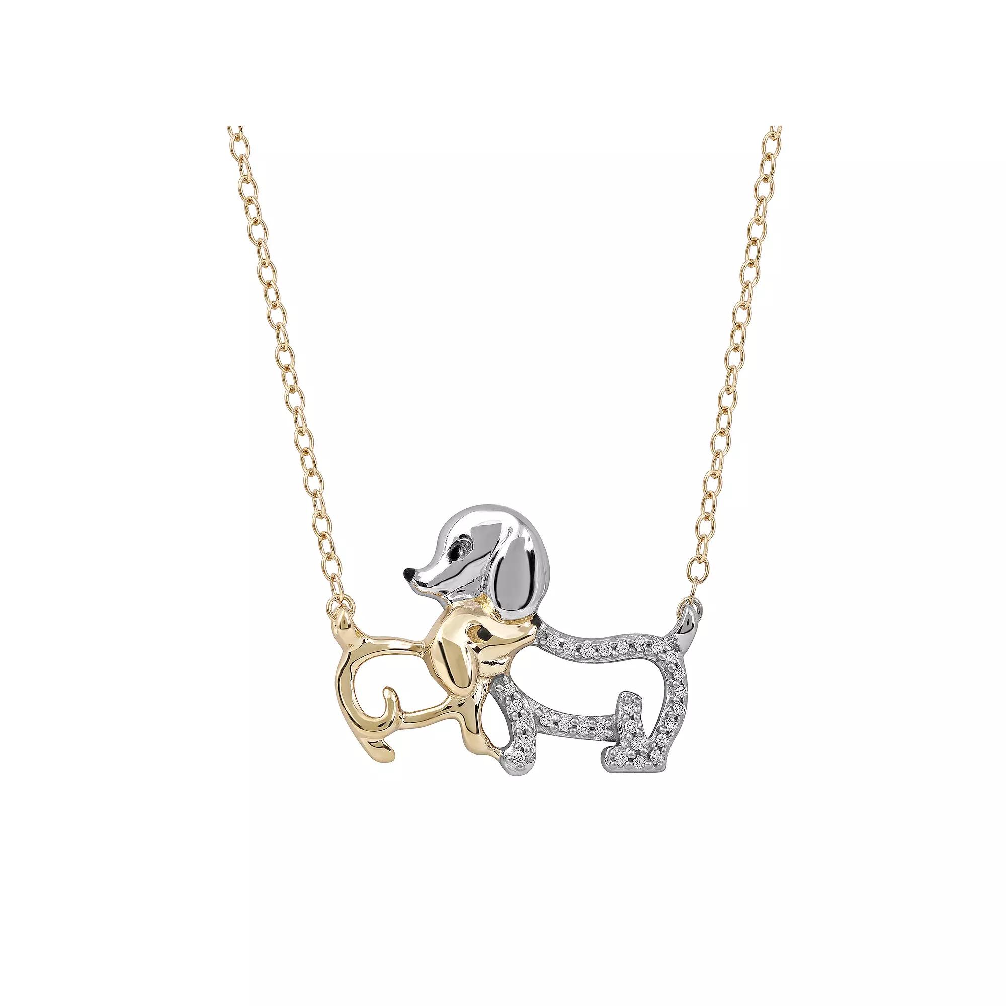 DeCouer 1/10 Carat T.W. Diamond Dog & Puppy Necklace, Women's, Size: 18", Gold Tone Product Image