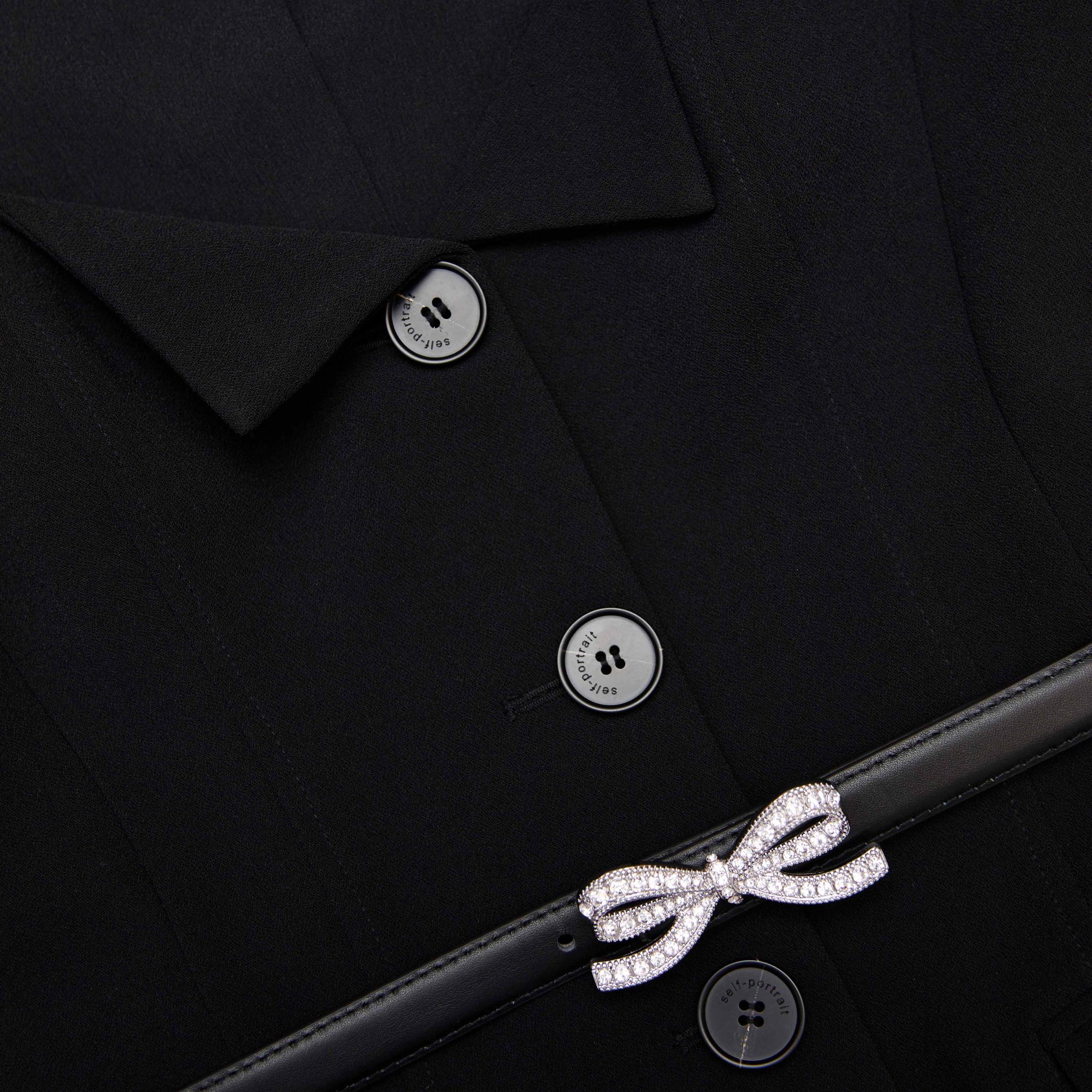 Black Tailored Contrast Chiffon Midi Dress Product Image