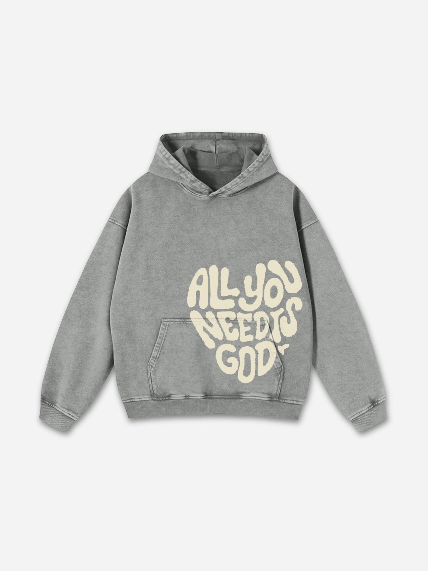 Sopula Skull Print Graphic Acid Washed Oversized Hoodie Product Image