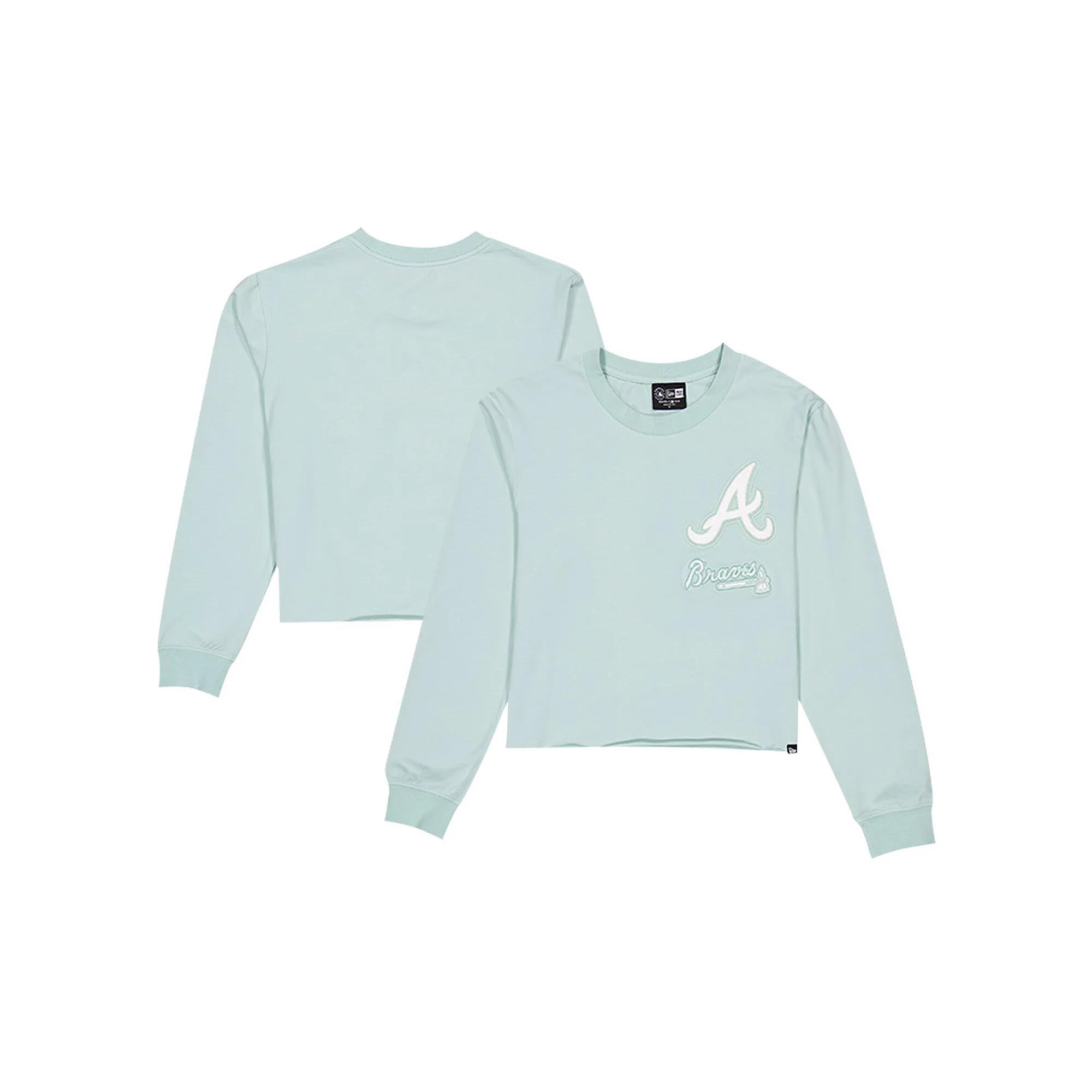 Women's New Era Mint Atlanta Braves Breeze Logo Select Cropped Long Sleeve T-Shirt,  Product Image