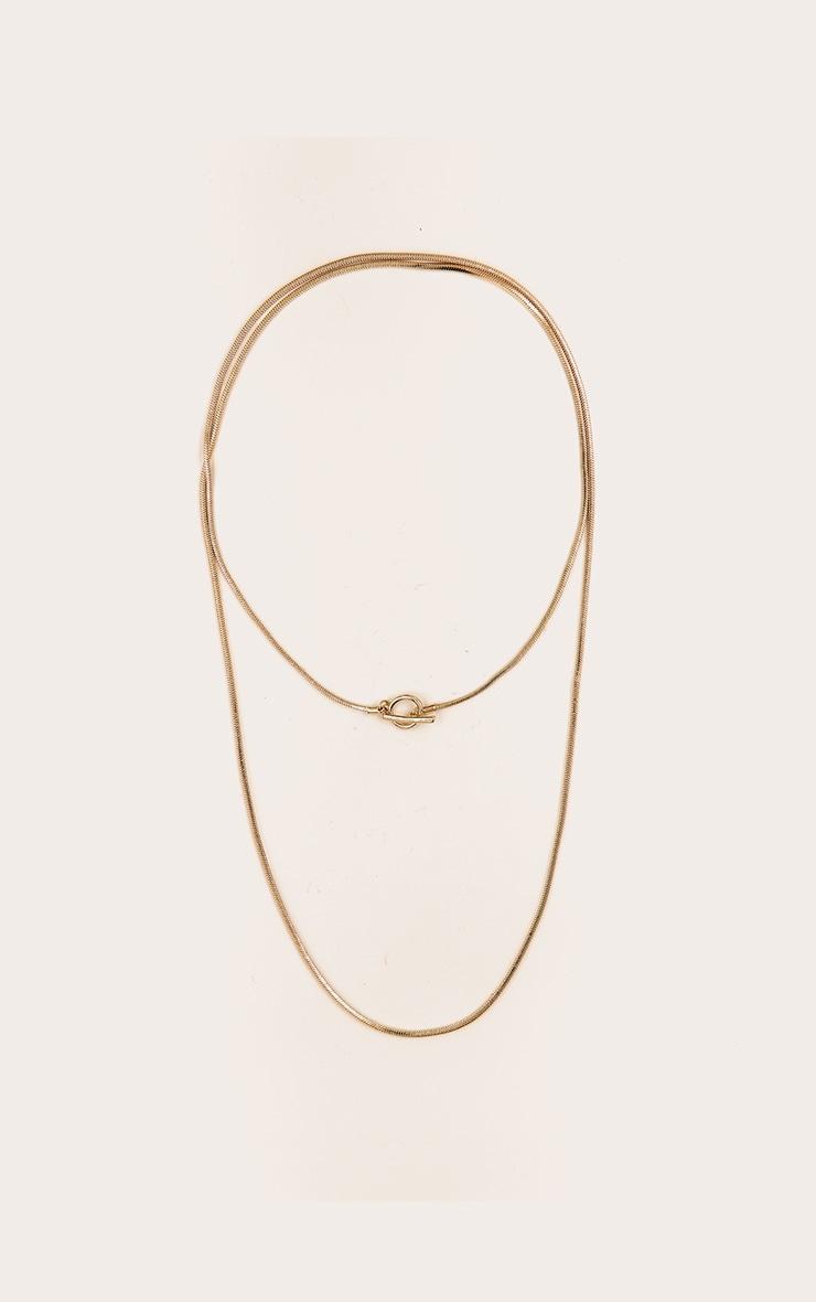 Gold Snake Chain T Bar Layered Necklace Product Image