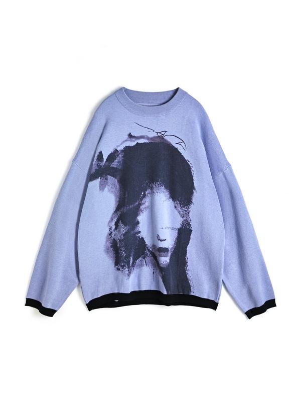 Portrait Jacquard Baggy Sweater Product Image