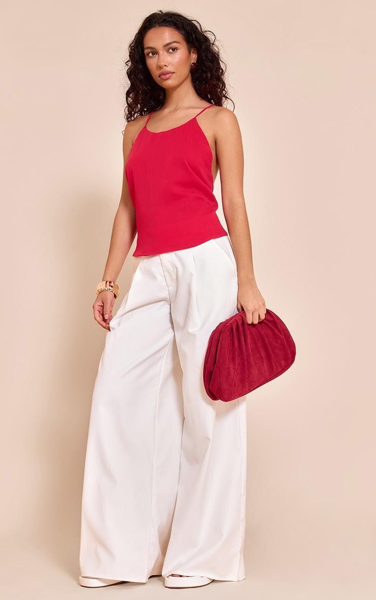 Tomato Red Chiffon Gold Back Trim Cami Product Image