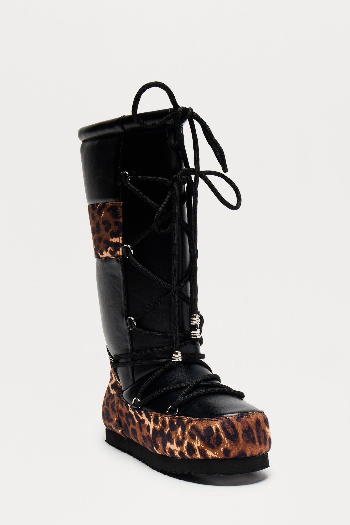 Up North Lace Up Snow Boots - Leopard Female Product Image