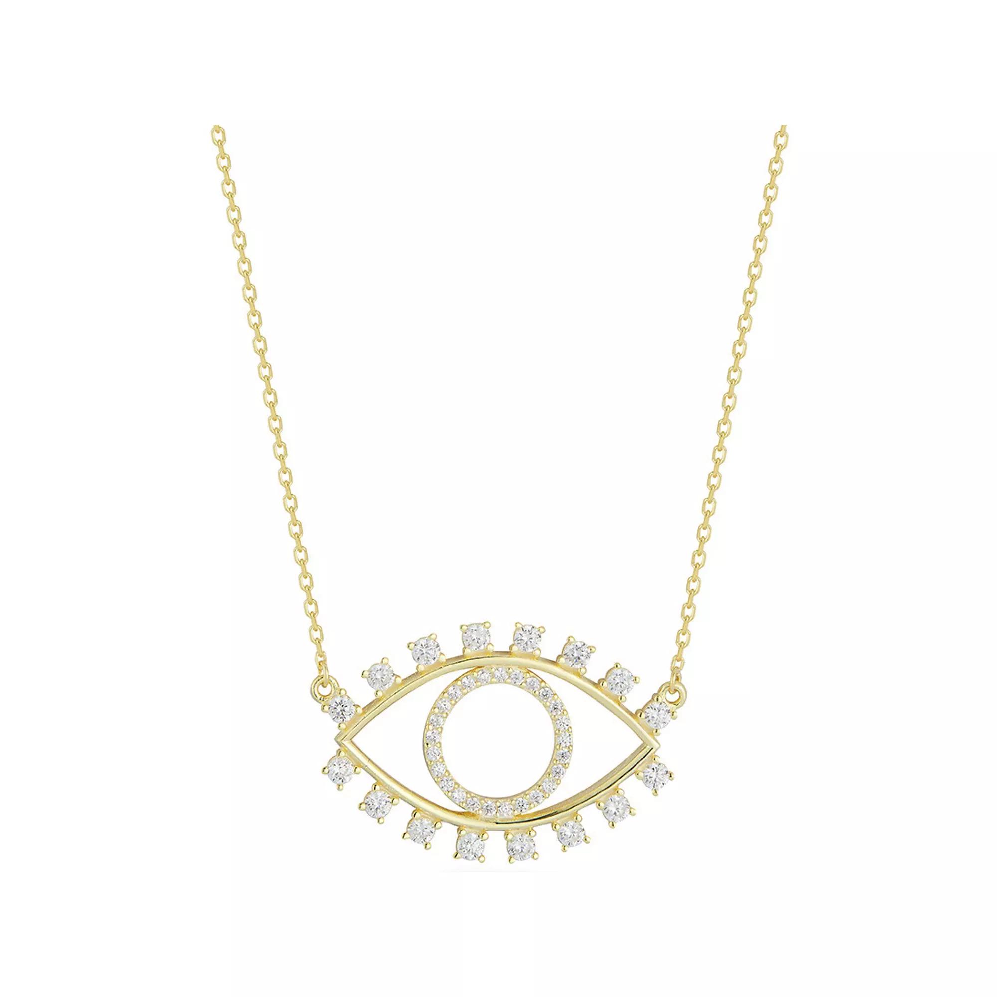 Sunkissed Sterling Cubic Zirconia Open Evil Eye Necklace, Women's, Size: 18", Gold Tone Product Image