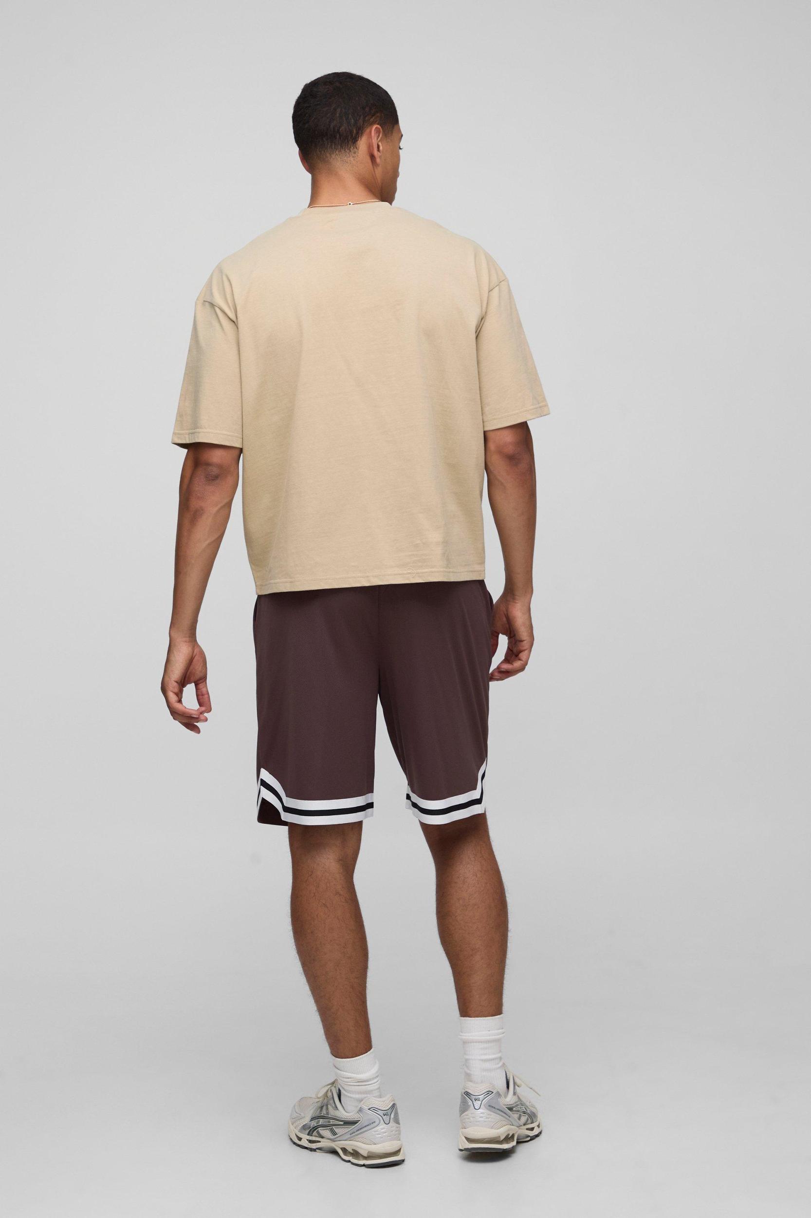 Oversized Boxy Graphic T-shirt And Basketball Short Set | boohooMAN USA Product Image