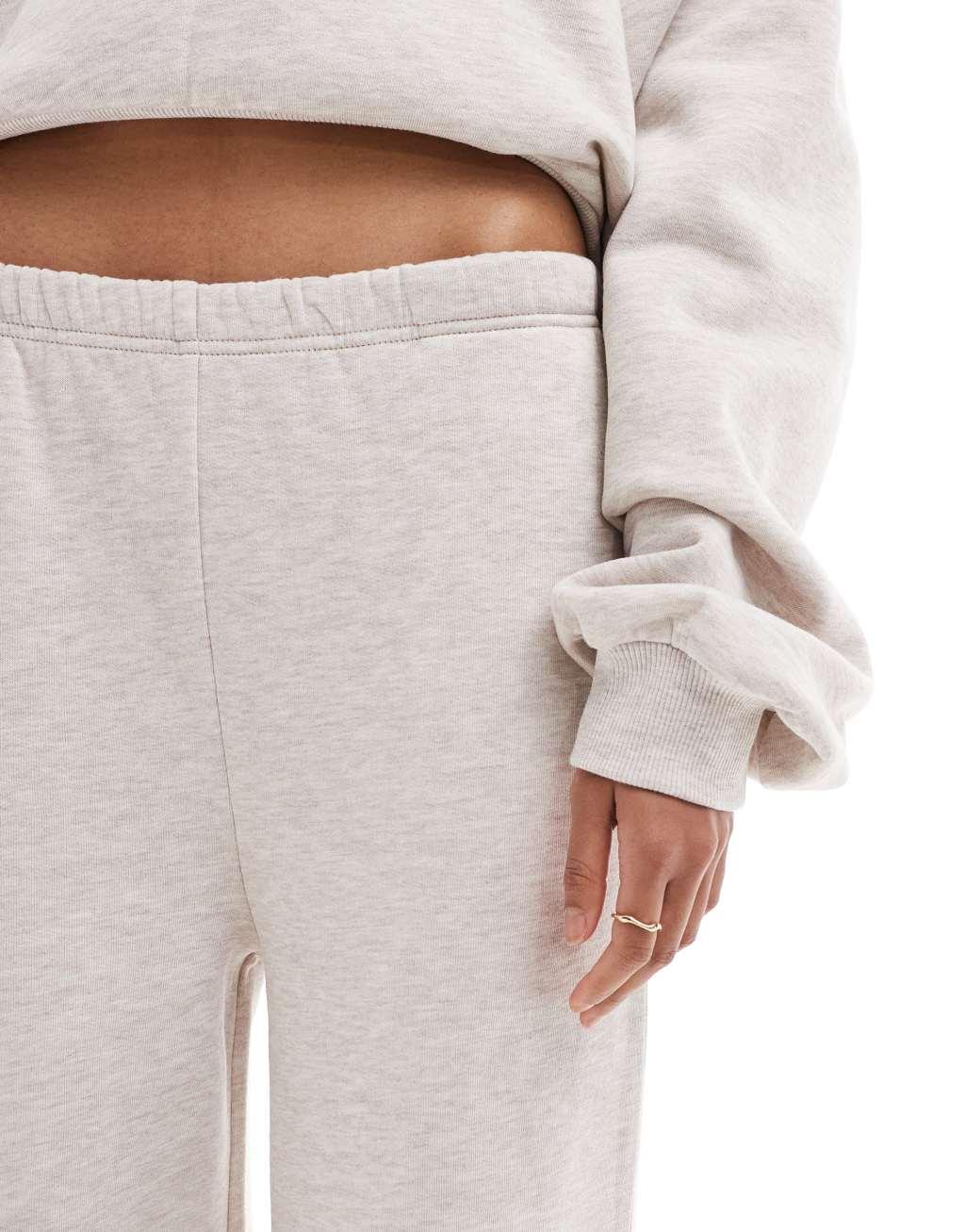 ASOS DESIGN wide leg sweatpants in oatmeal - part of a set Product Image