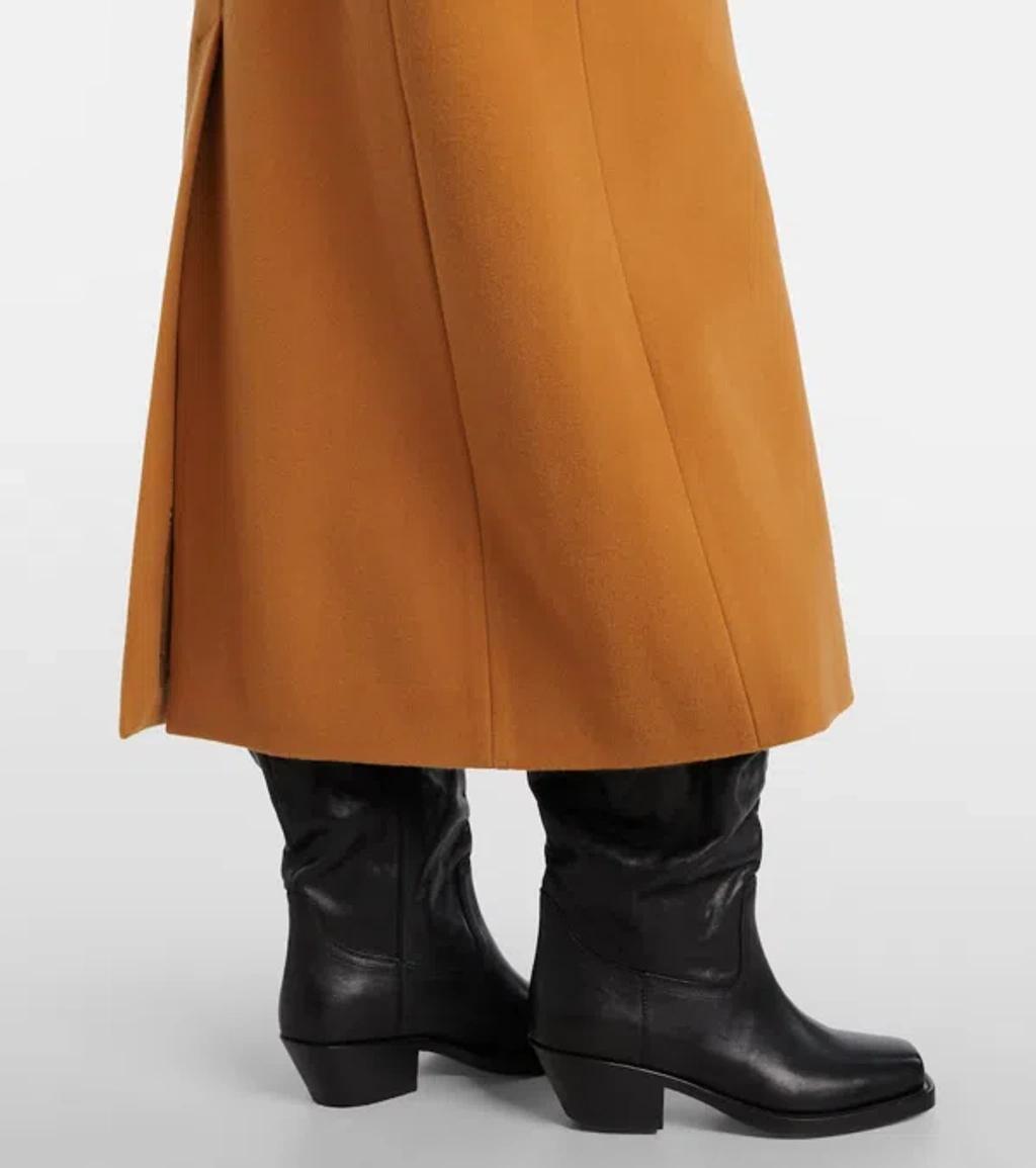 ISABEL MARANT Long Wool Blend Coat With Notched Lapels In Brown Product Image