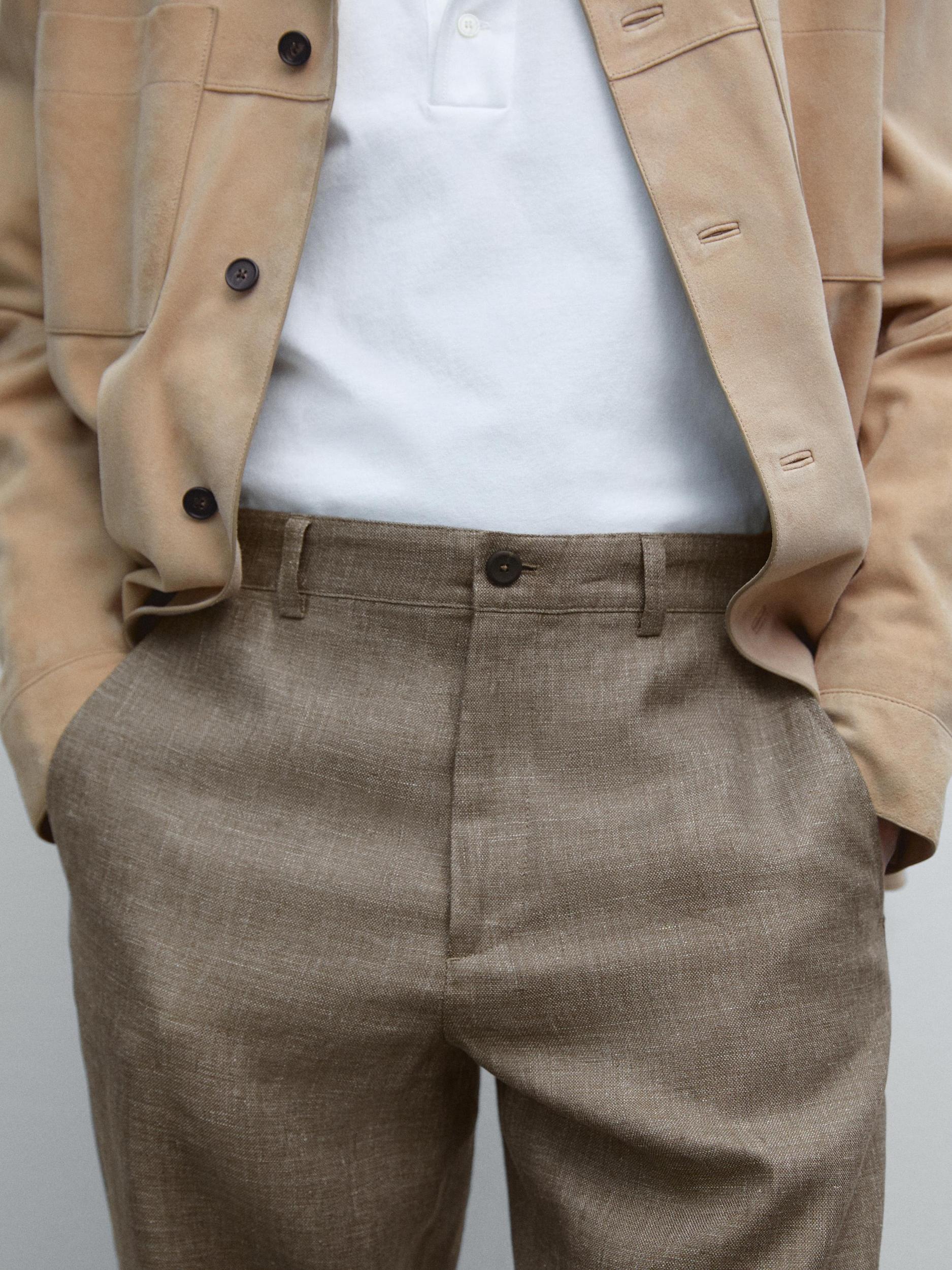 100% linen straight-leg trousers Product Image
