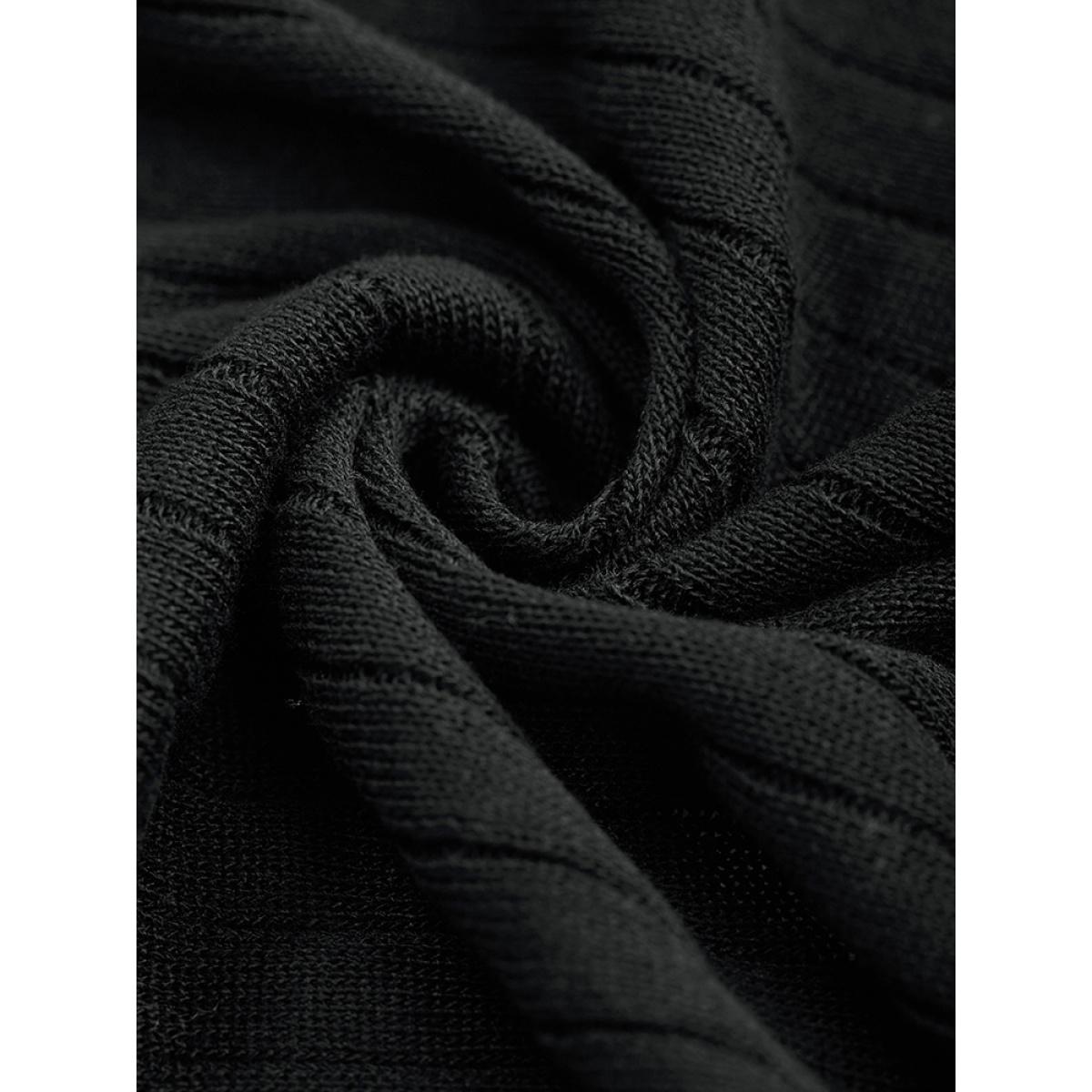 Plus Size Solid Rib Knit Pocket Lightweight Tunic Cardigan Black Women Basics Loose Long Sleeve Everyday Cardigans BloomChic 10/M Product Image