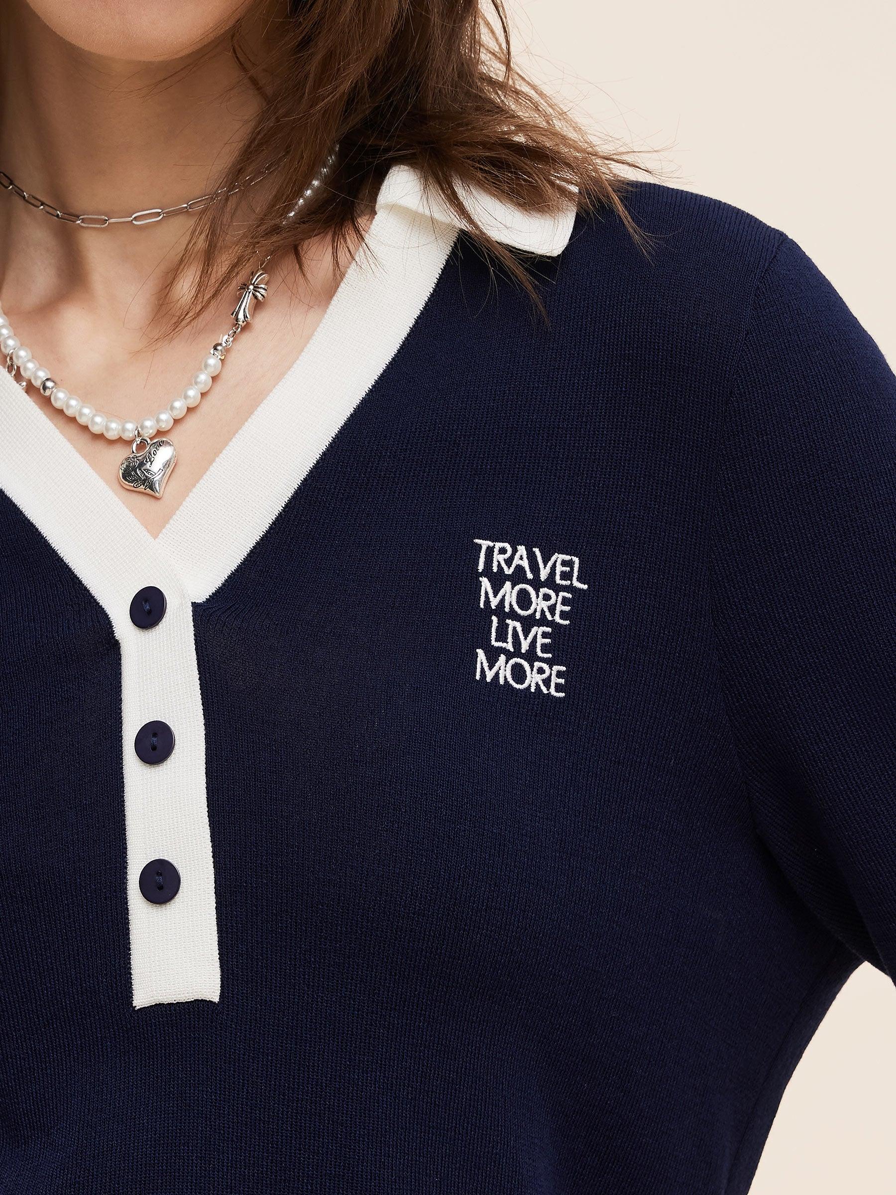 Tencel Blend Contrast Trim Knit Top And Skirt Two-Piece Set Product Image