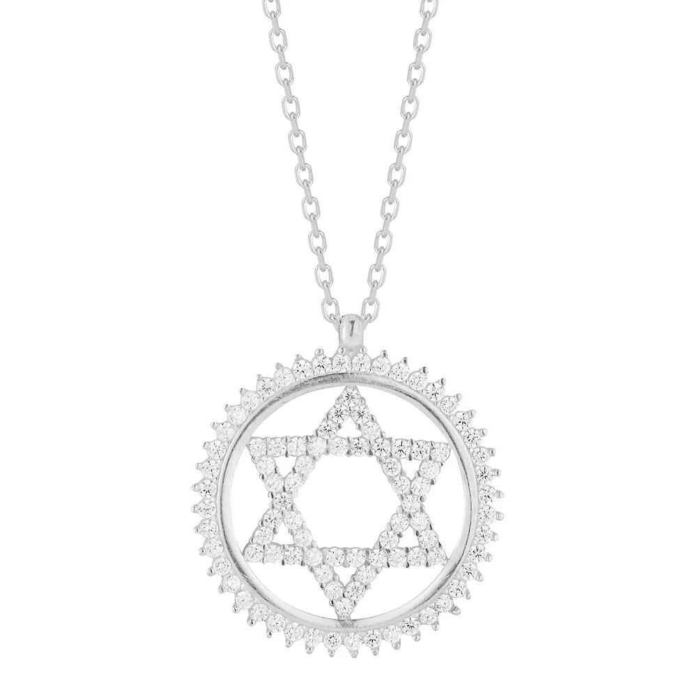 Sunkissed Sterling Cubic Zirconia Star of David Necklace, Women's, Silver Tone Product Image