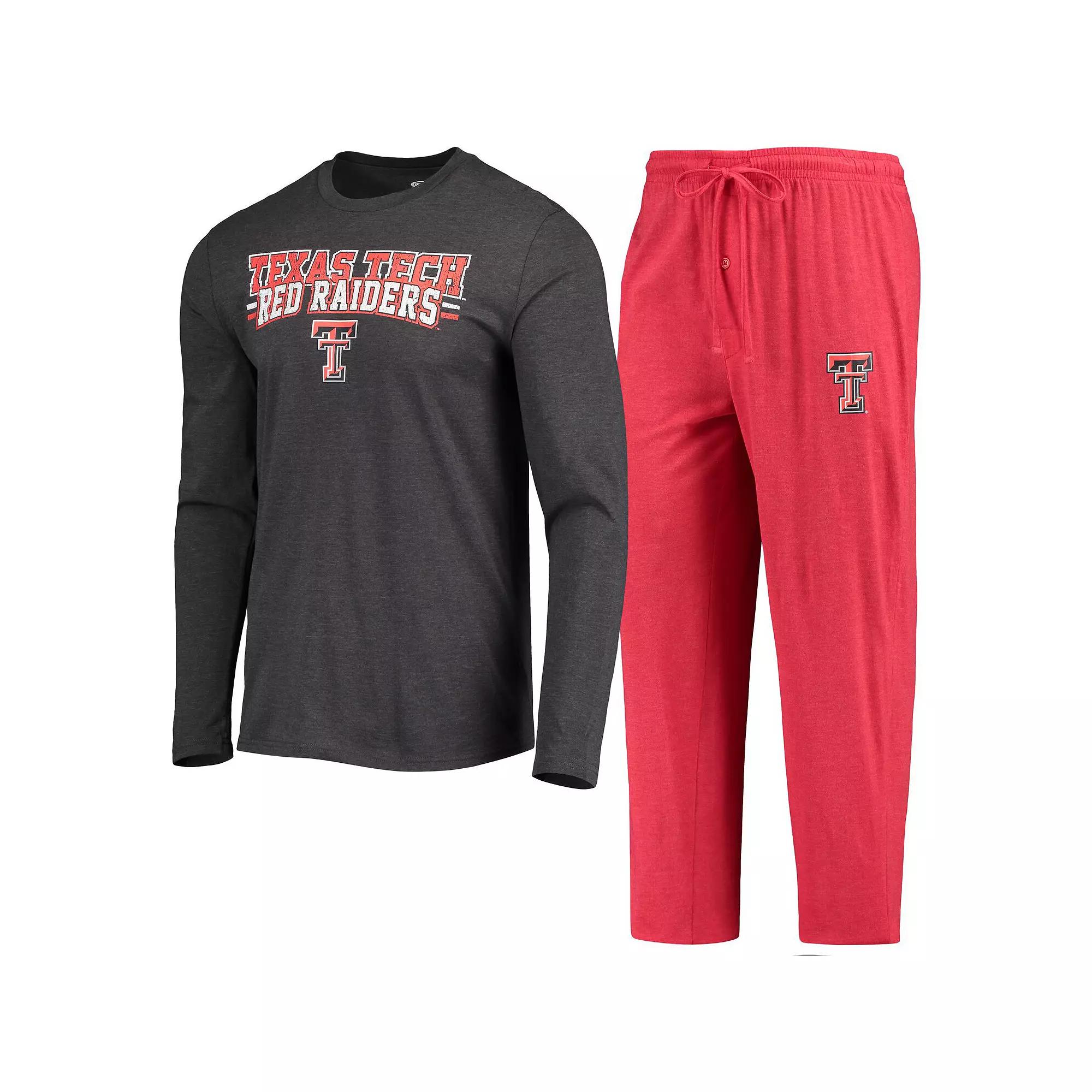 Men's Concepts Sport Red/Heathered Charcoal Texas Tech Red Raiders Meter Long Sleeve T-Shirt & Pants Sleep Set, Size: Small Product Image